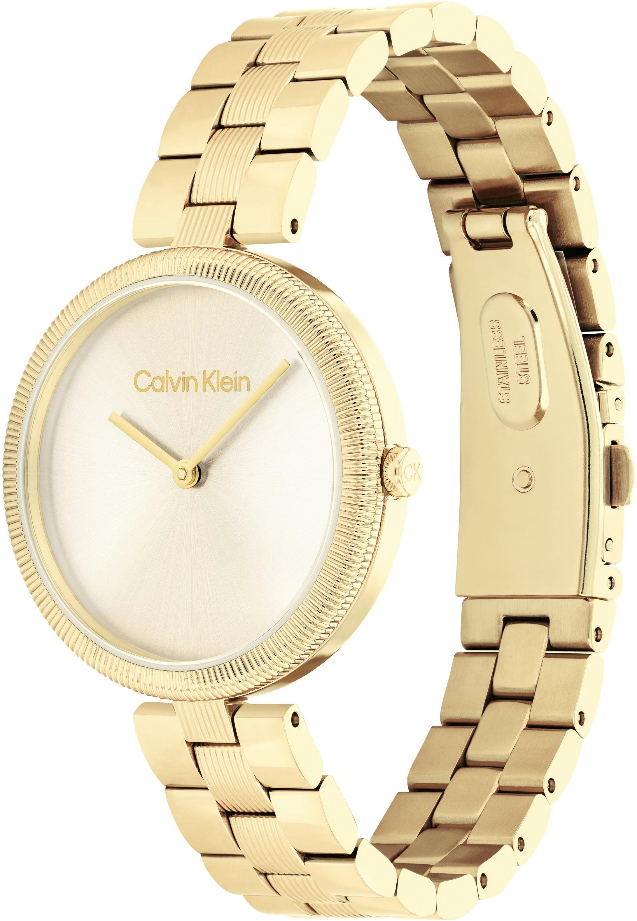 Calvin Klein Kwartshorloge Timeless Polshorloge, dameshorloge, mineraalglas, leren armband