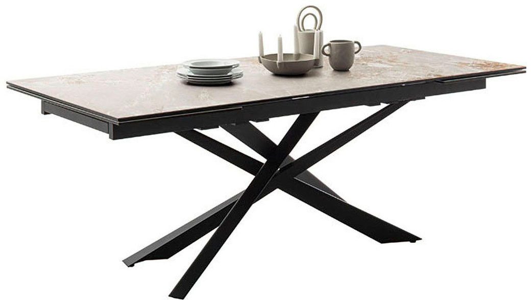 MCA furniture Eettafel TESERO uitschuifbare tafel 200-300 cm Keramiek, metaal, marmer-look, uittrekbaar, belastbaar tot 100 kg, 10-12 personen
