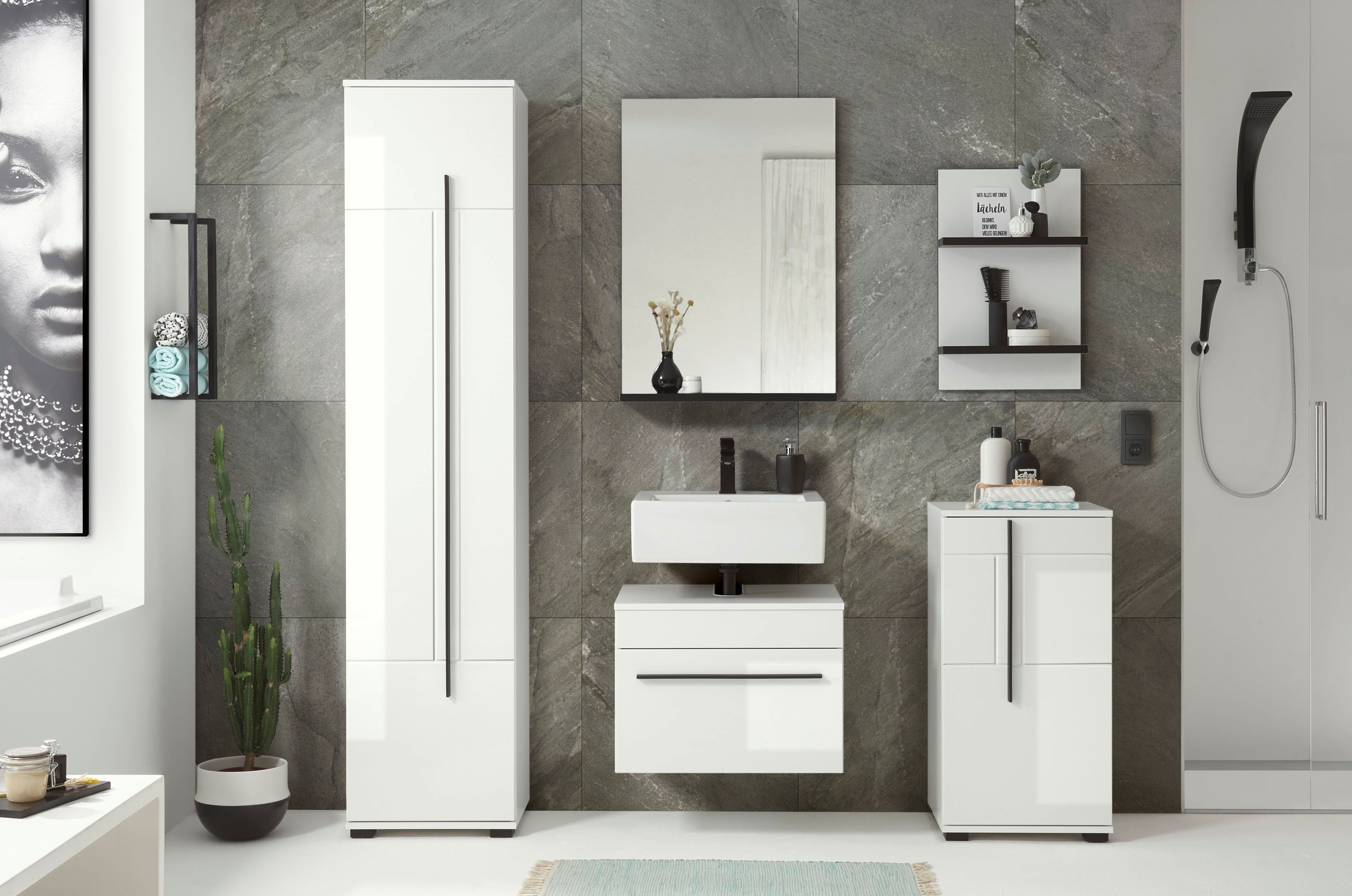 INOSIGN Badkamerserie Cantara, Bad im modernen Design, 5-teiliges Badezimmer Hoogglanzende fronten (set, 5-delig)