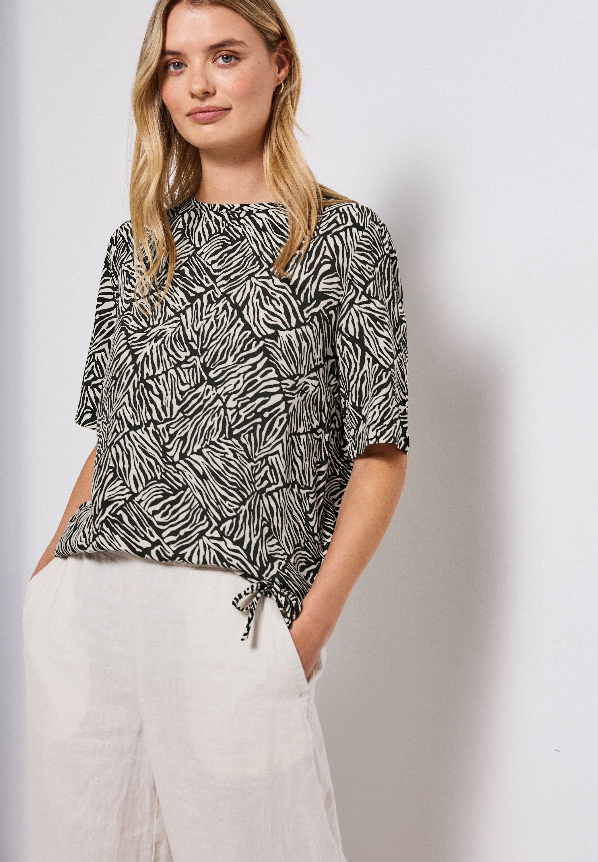 STREET ONE T-shirt met motief, met tunnelkoord