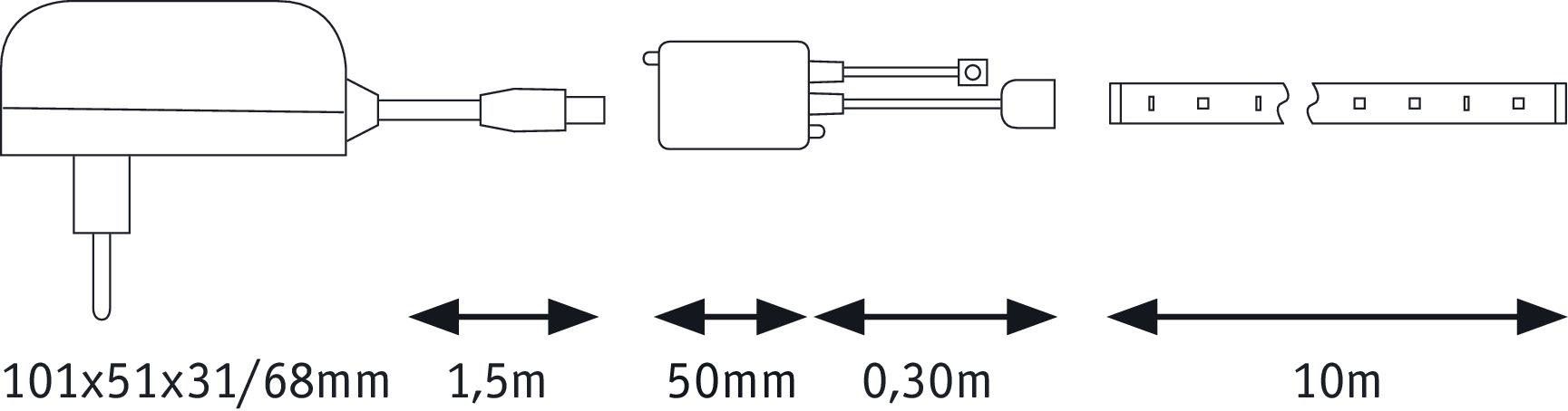 Paulmann Led-strip SimpLED 10m RGB kleurrijk dimbaar Set gecoat 28W (1 stuk)