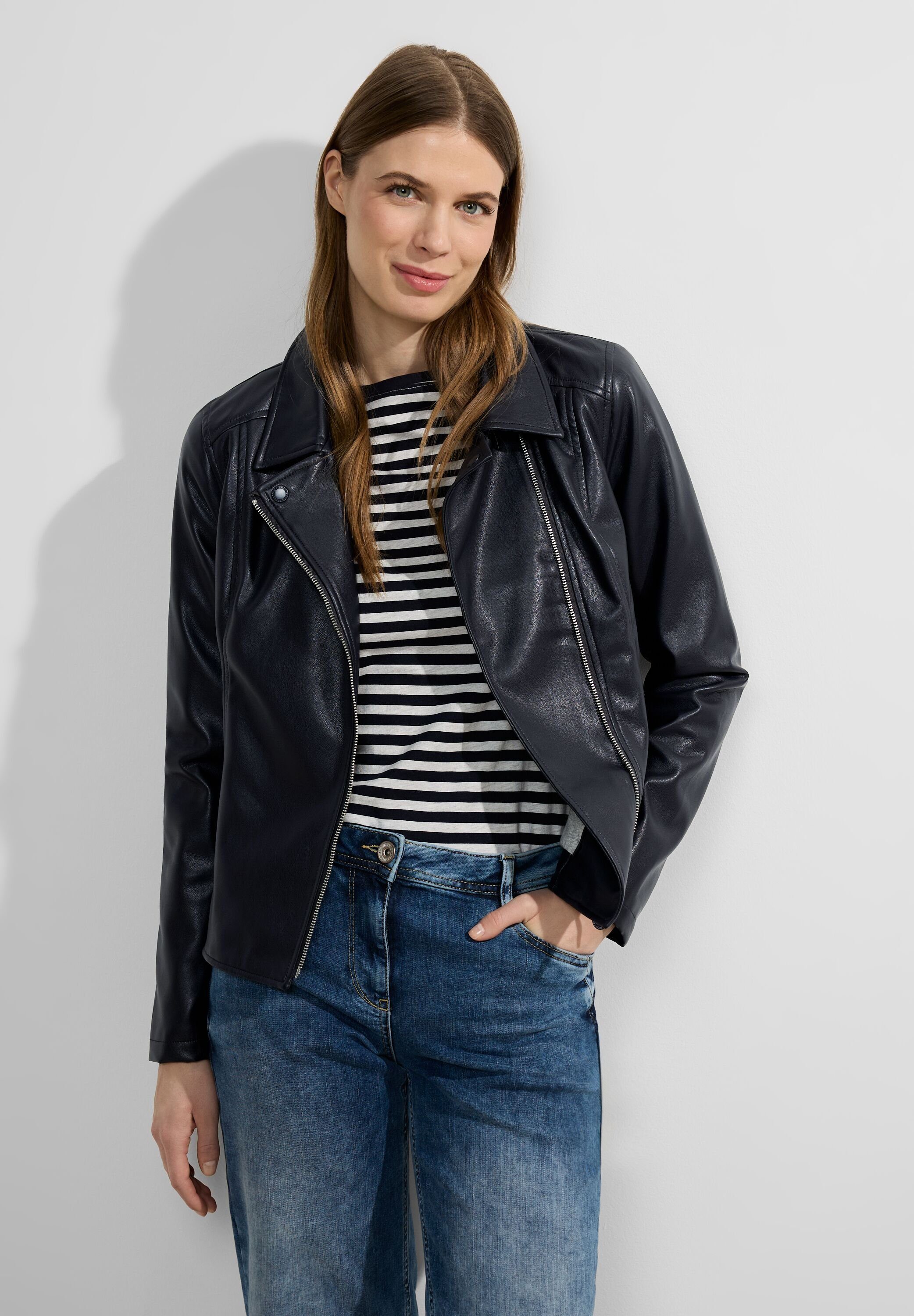 Cecil Leather Jackets Blue Dames