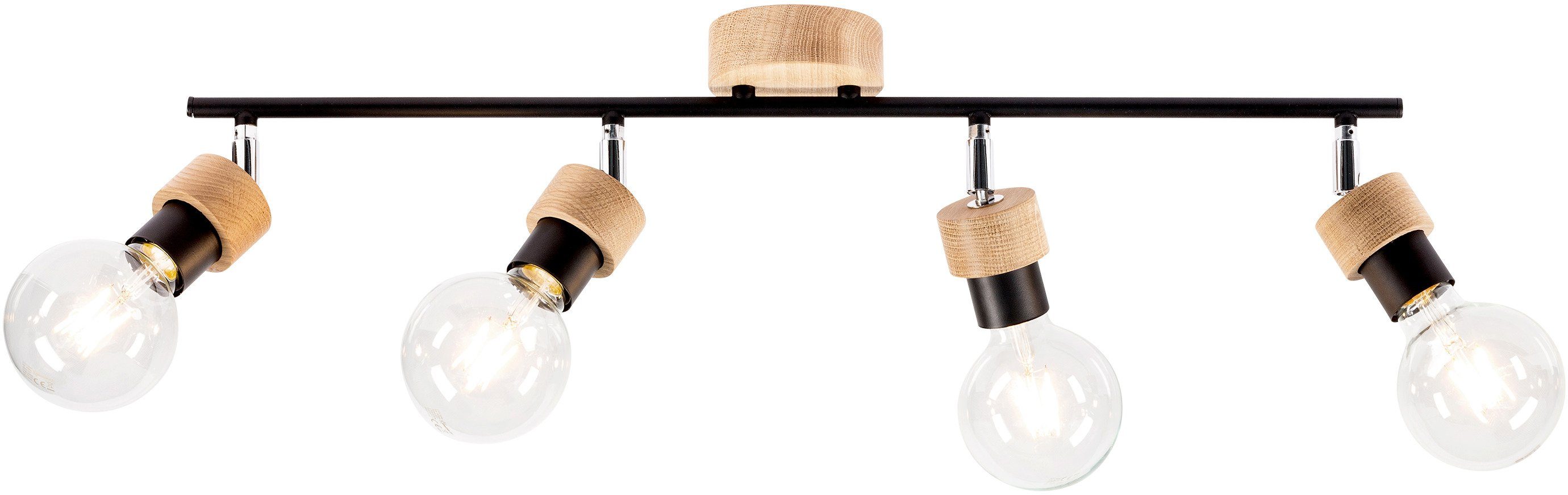 BRITOP LIGHTING Plafondlamp MARJOLAINE Beweegbare spots, van eikenhout, FSC®-certificaat (1 stuk)