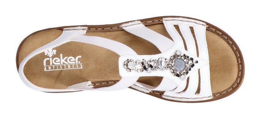 Rieker Sandalen zomerschoen, sandaal, sleehak, met decoratieve steentjes