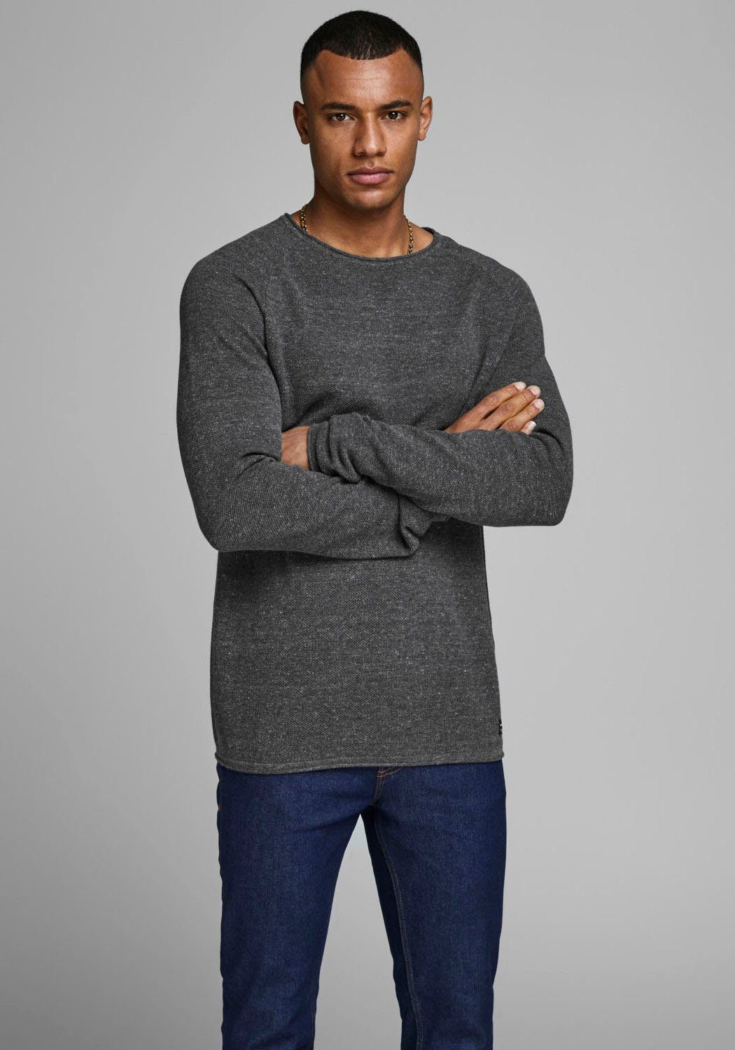 Jack & Jones Trui met ronde hals JJEHILL Effen trui met aangenaam draagcomfort