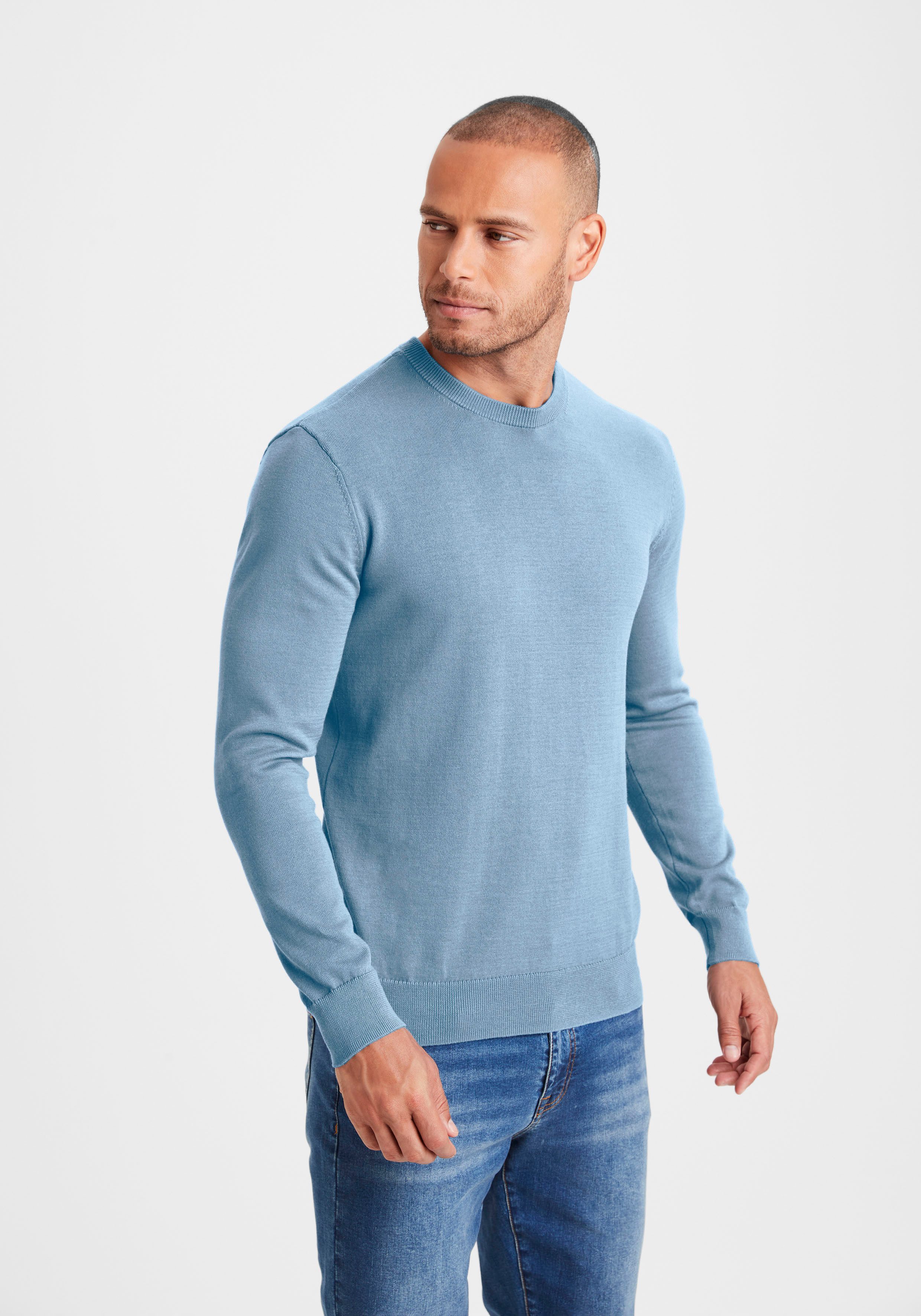 H.I.S Gebreide trui Regular fit, lange mouwen, pullover van fijn breiwerk, katoenmix