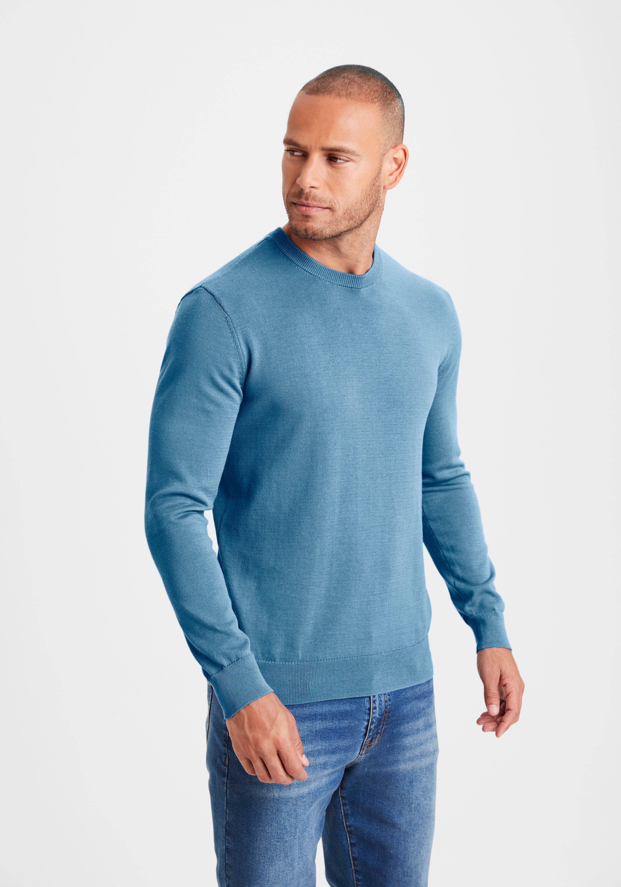 H.I.S Gebreide trui Regular fit lange mouwen pullover van fijn breiwerk katoenmix