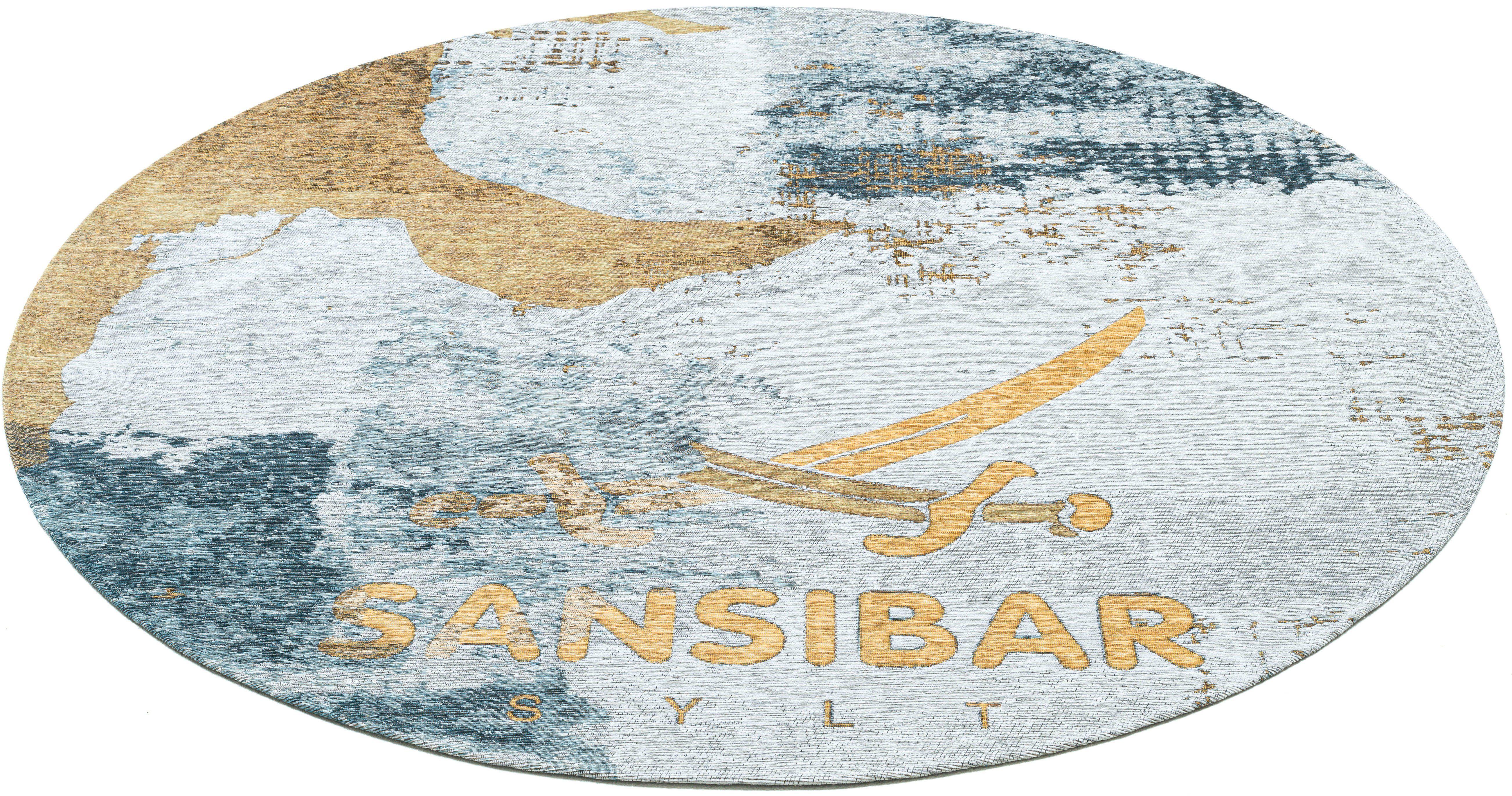 Sansibar Vloerkleed Keitum 012 Vlakweefsel, modern ontwerp, motief Sylt & gekruiste Zwaarden