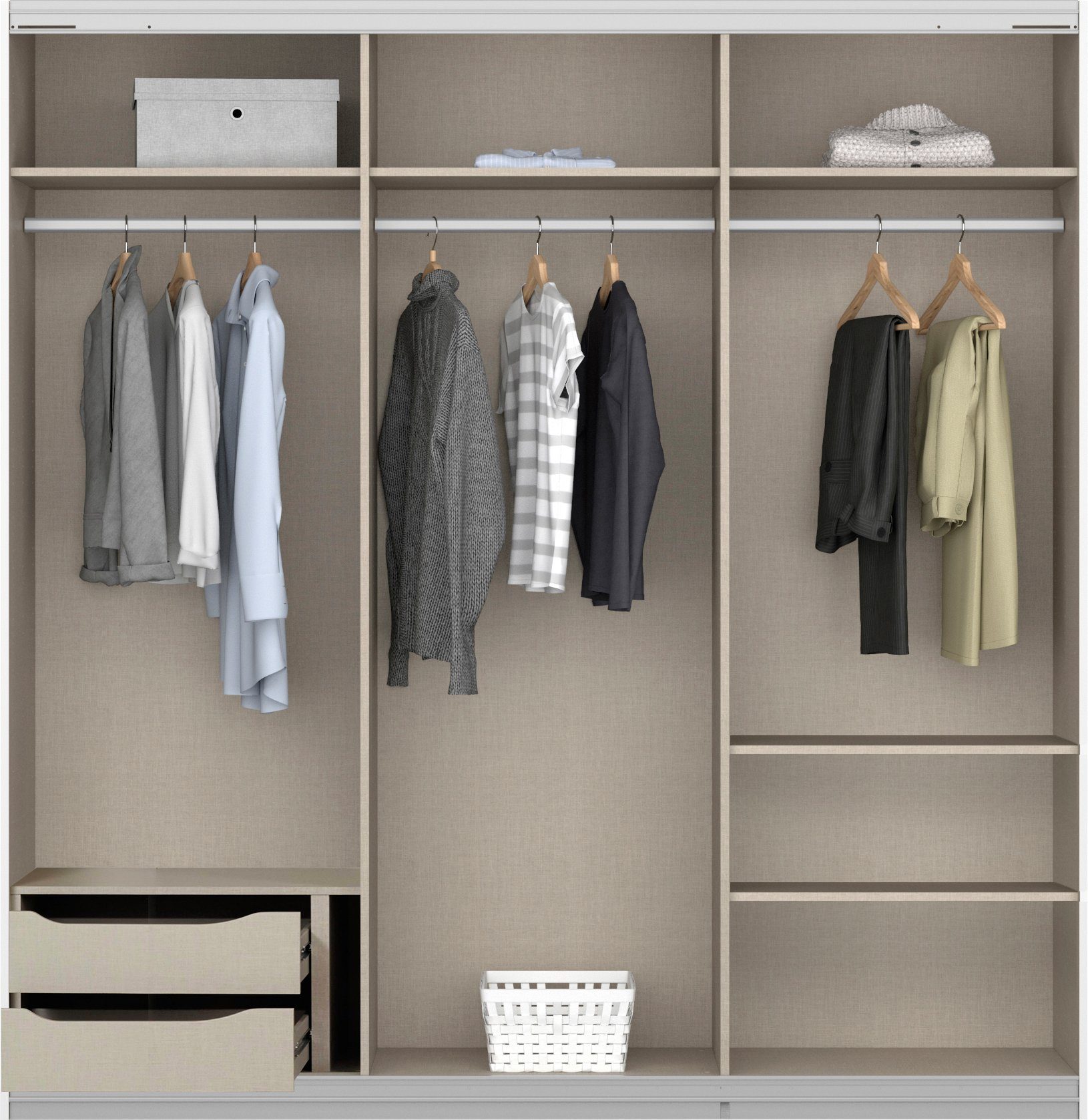 rauch Zweefdeurkast Kledingkast kast garderobe ORACLE met spiegelfront inclusief lade-inzet en extra legplanken made in germany
