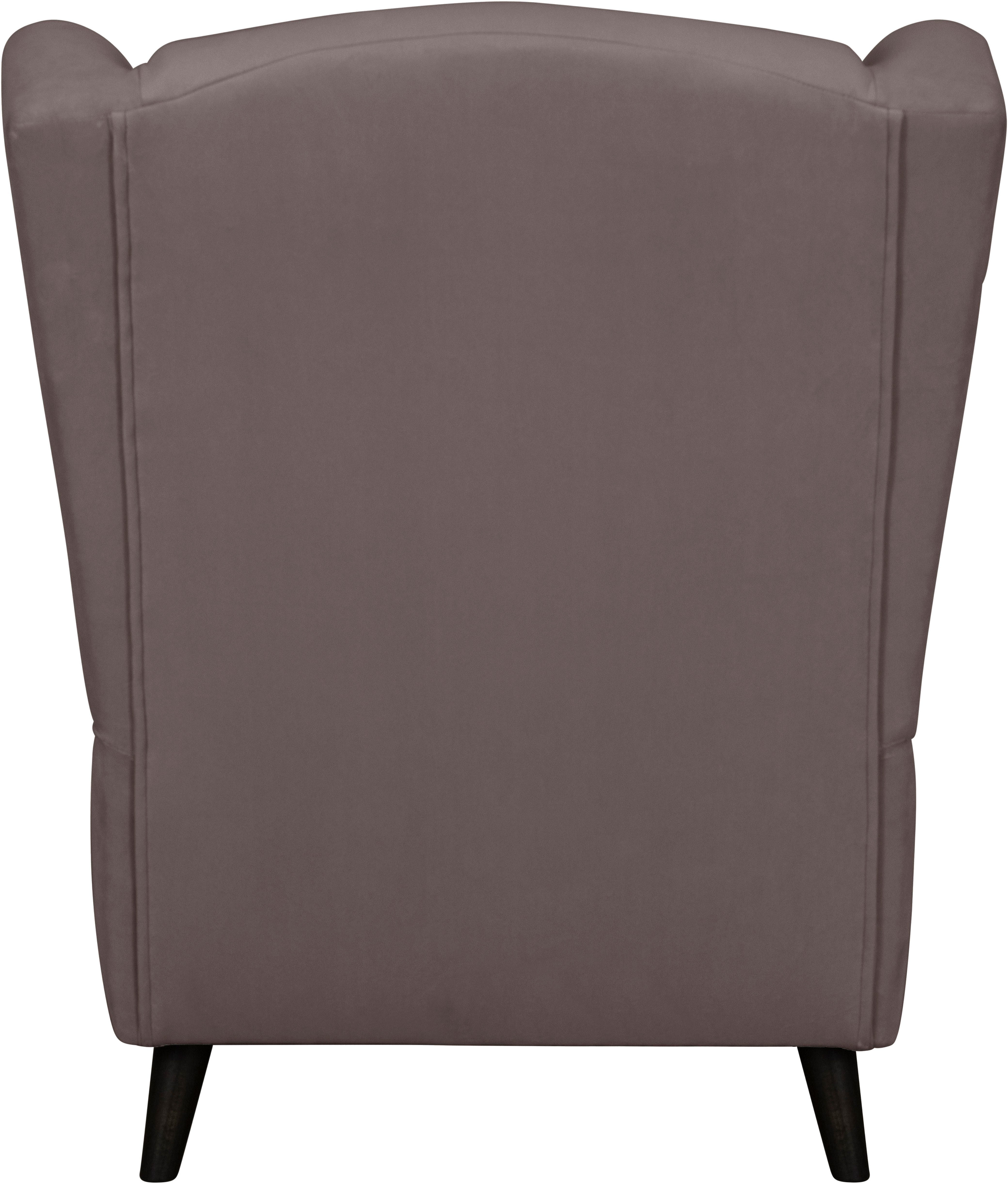 Home affaire Fauteuil Ohrensessel CHISTELLE, optioneel met poef met golfondersteuning, afmetingen: b/d/h: 81/87/99 cm