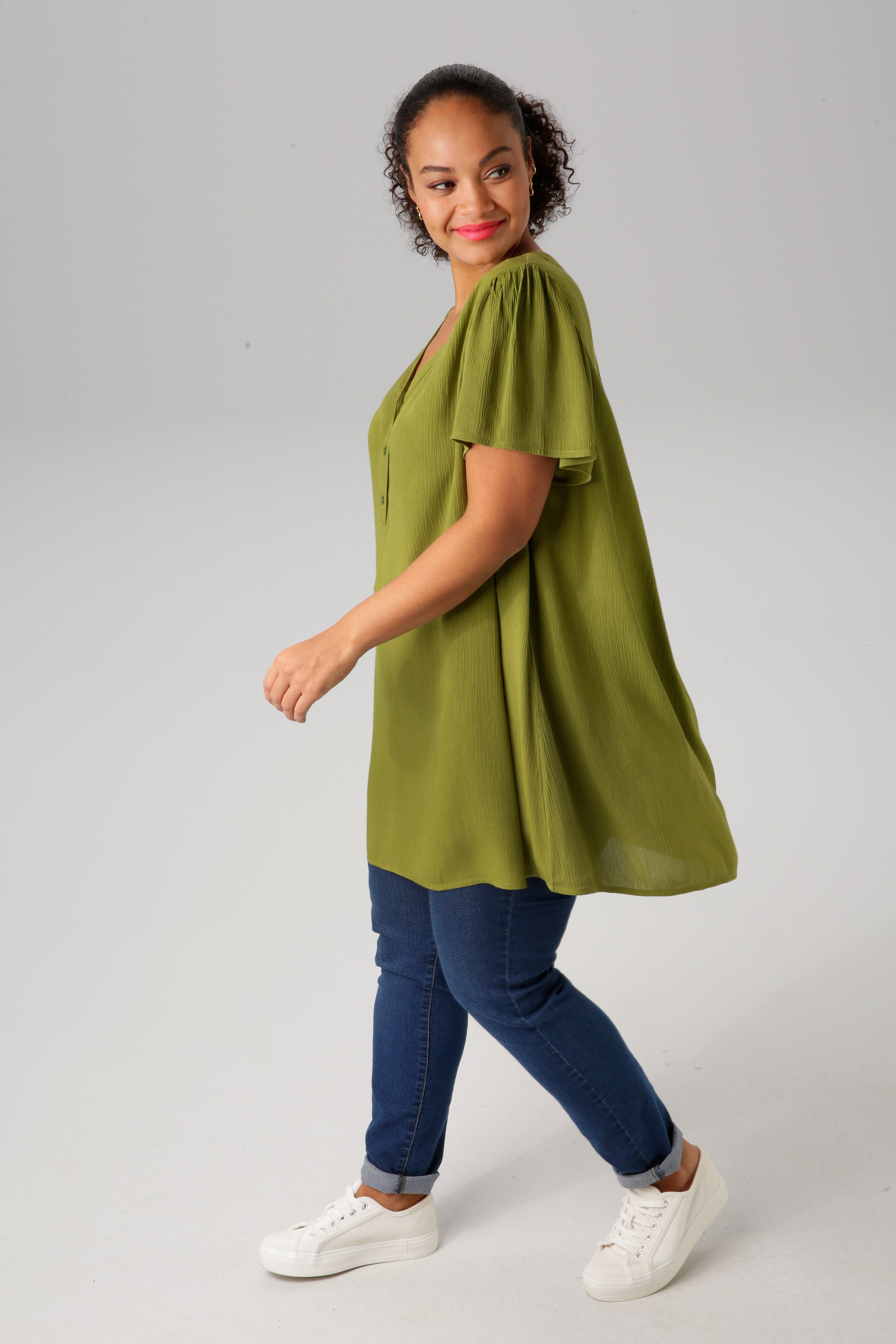 Aniston PLUS Lange blouse in trendy crepe-kwaliteit - nieuwe collectie