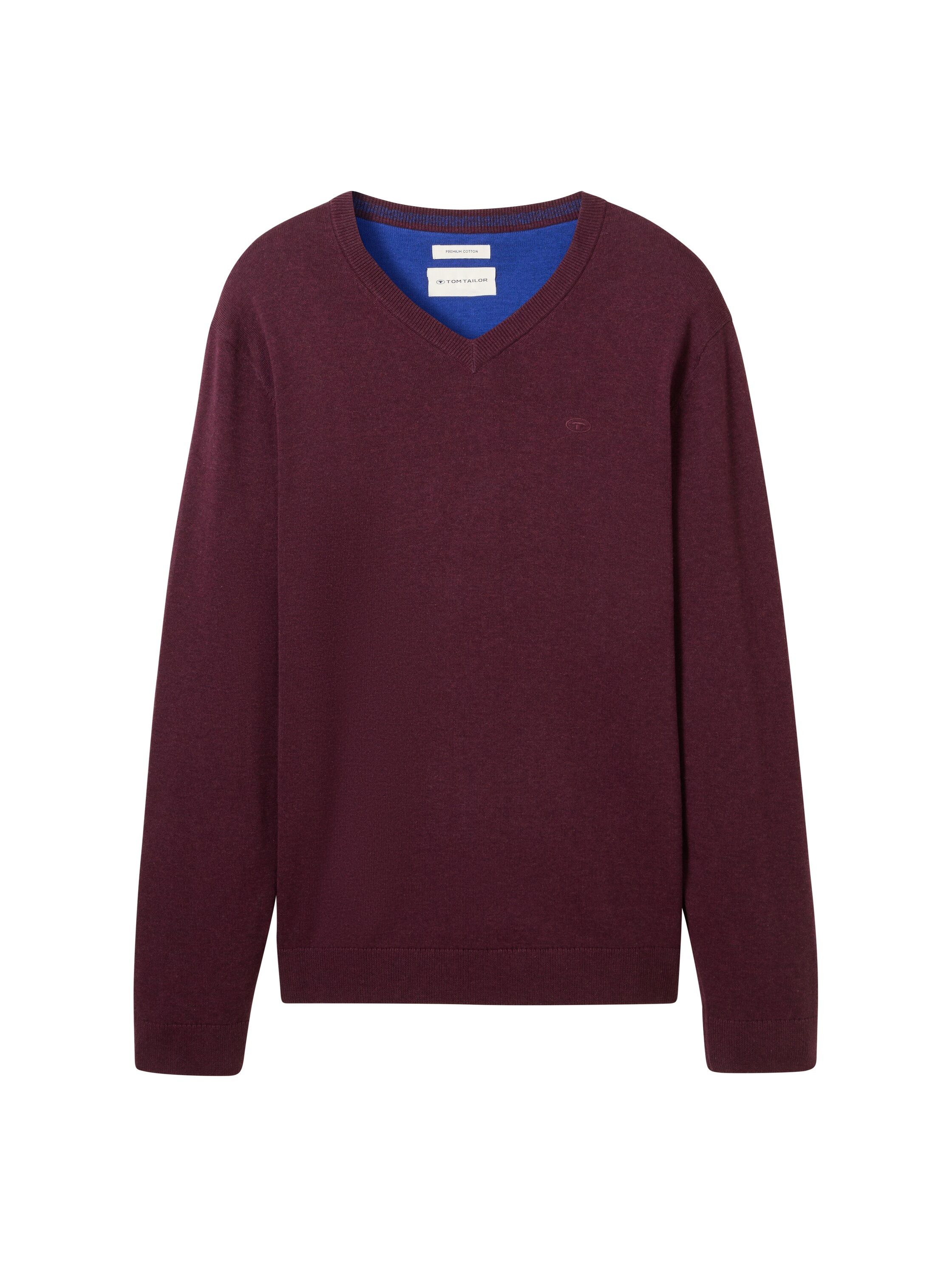 Tom Tailor Trui met V-hals met klein logoborduursel
