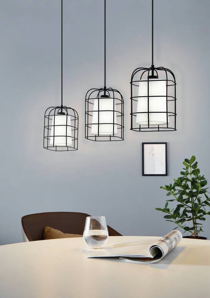 EGLO Hanglamp BITTAMS zwart / l89 x 110 x 19 cm / excl. 3x e27 (elk max. 28w) / van staal (1 stuk)