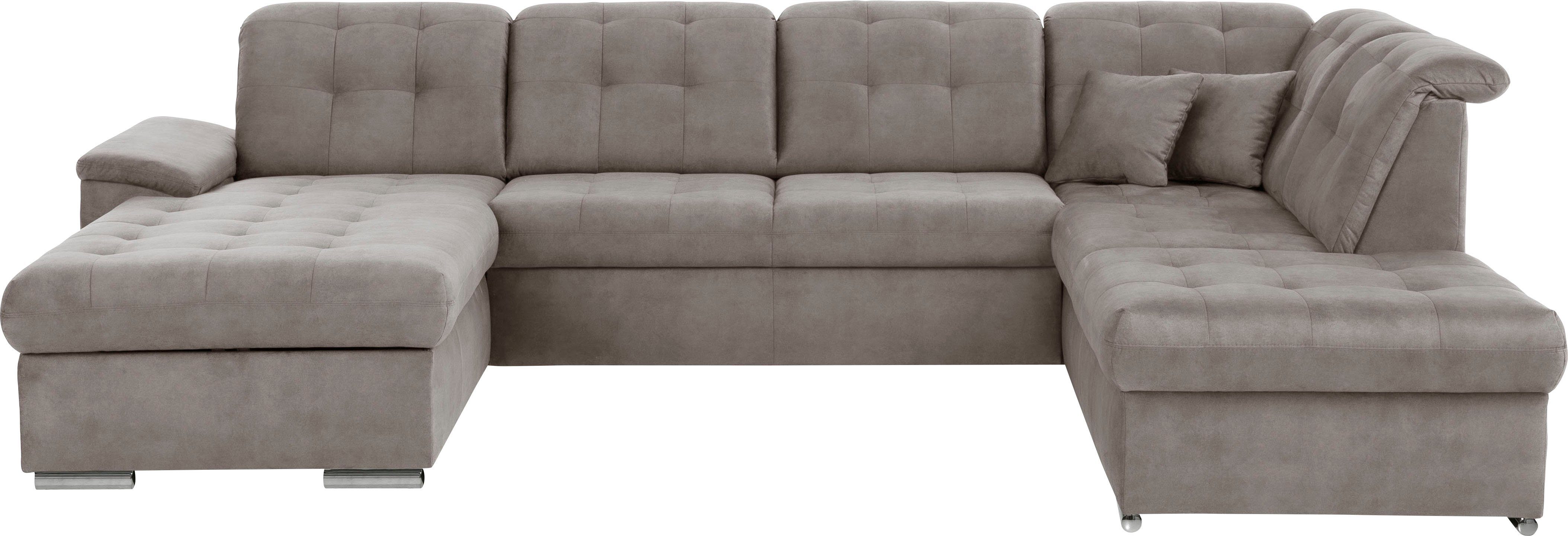 exxpo - sofa fashion Zithoek Durango, uitgebreide zit- en rugverwerking, comfortabel, U-vorm inclusief verstelbare hoofdsteun, naar keuze met slaapfunctie en bedkist (4-delig)