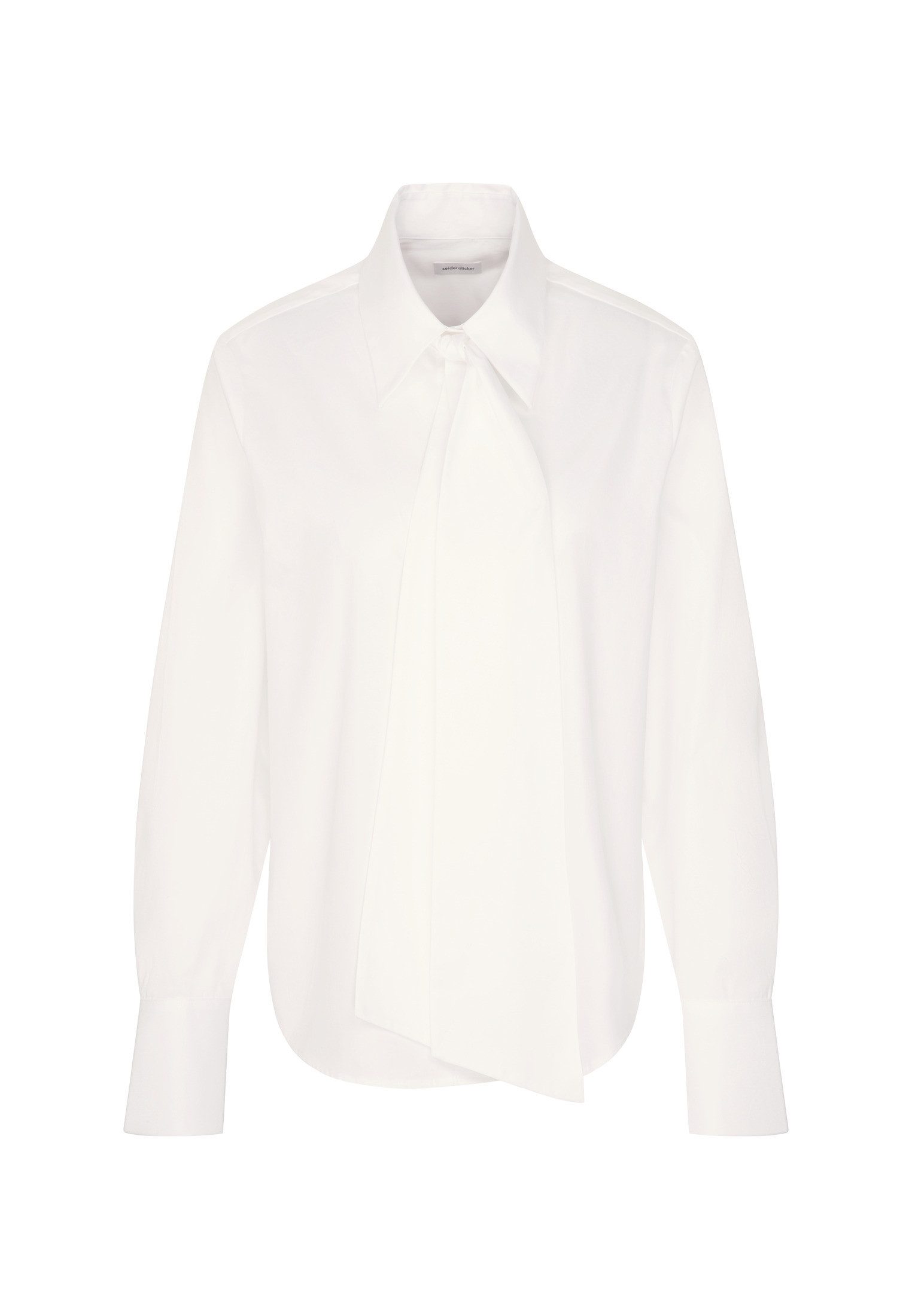 seidensticker Blouse met kraagstrik Zwarte roos Lange mouwen kraag uni