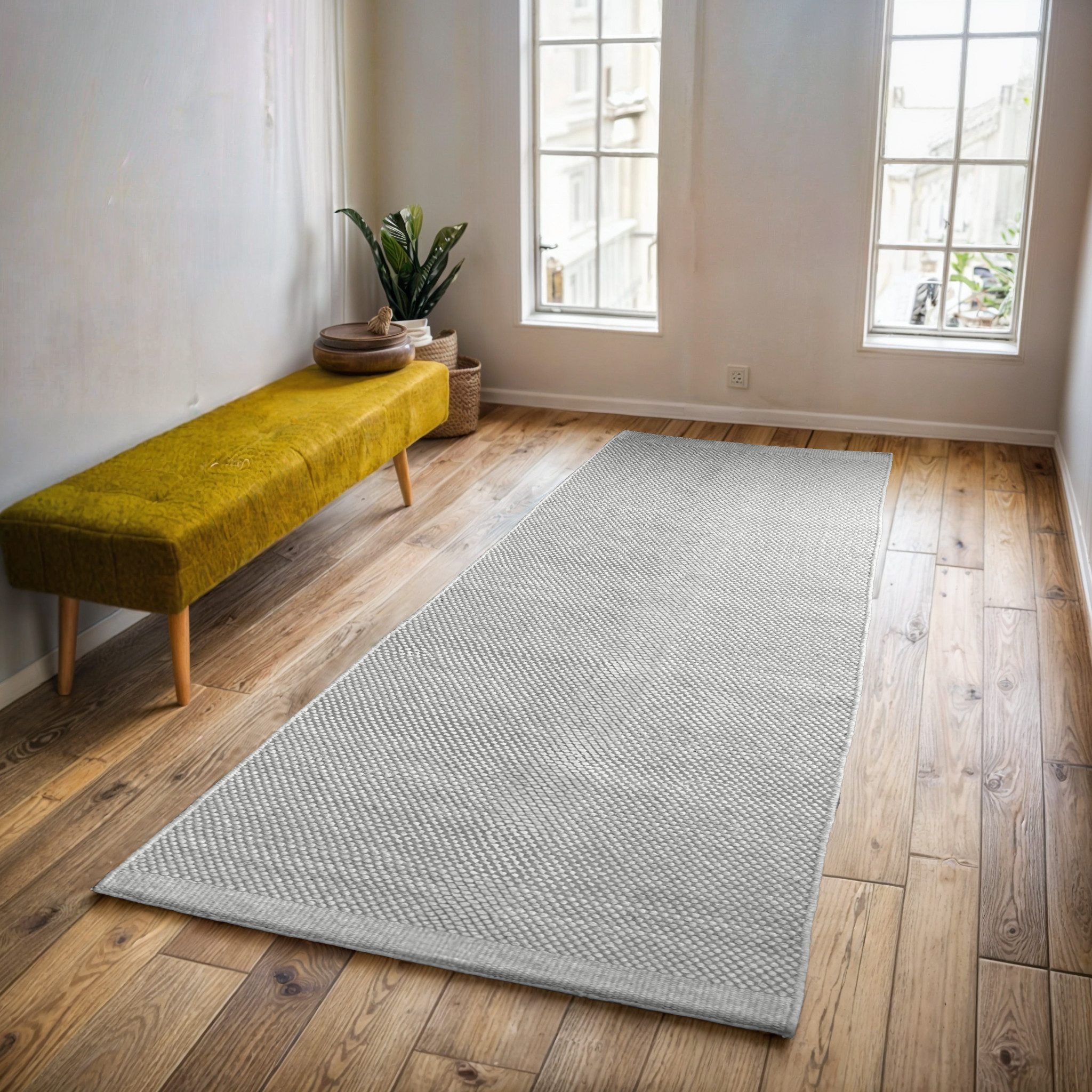 my home Set slaapkamerkleedjes Woolscape 1 Omkeerbaar tapijt, handgeweven kwaliteit, uni, 100% wol, woonkamer