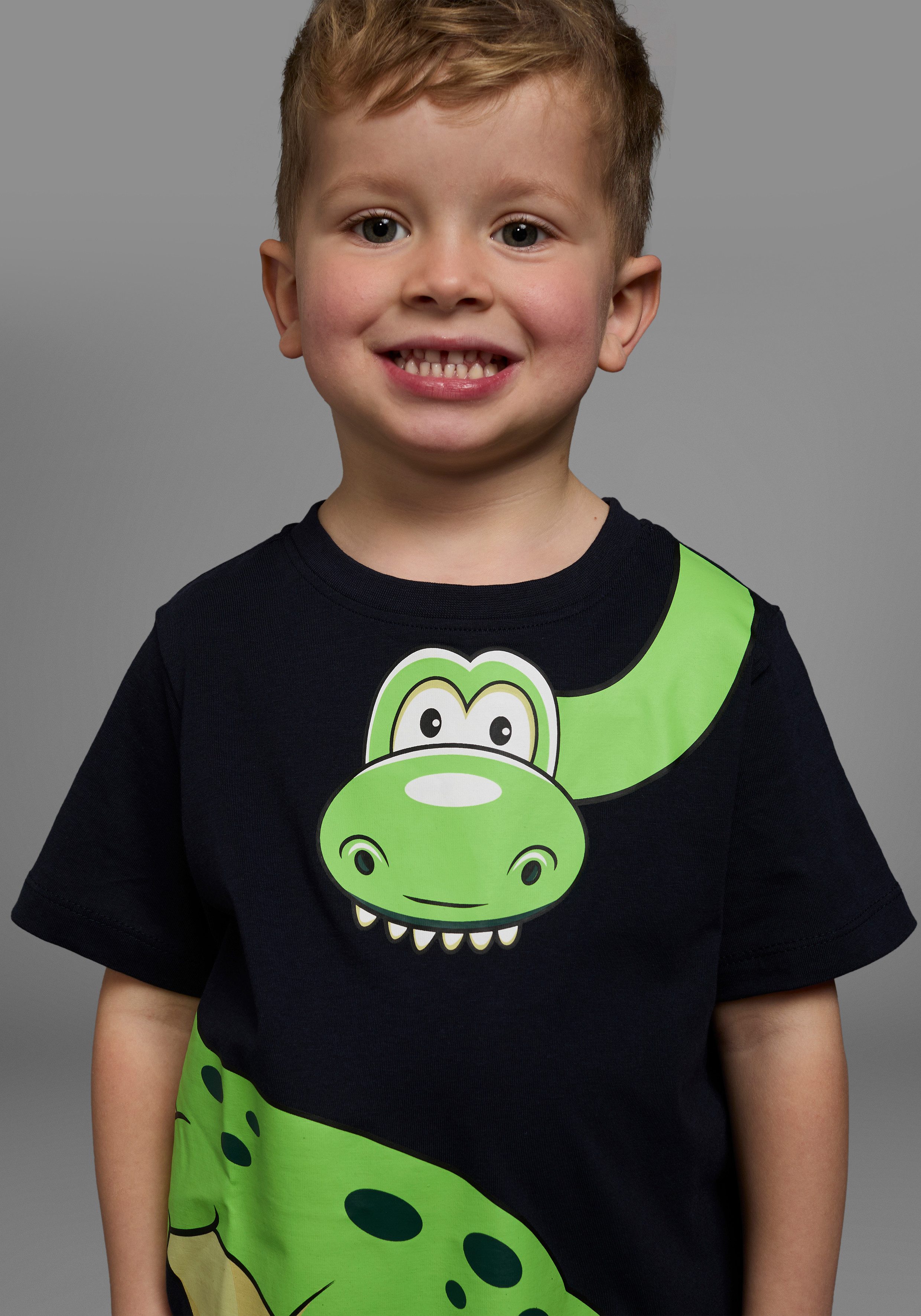 KIDSWORLD T-shirt Met grote print: GREEN DINO Korte mouwen, basic pasvorm, bedrukt, ronde hals