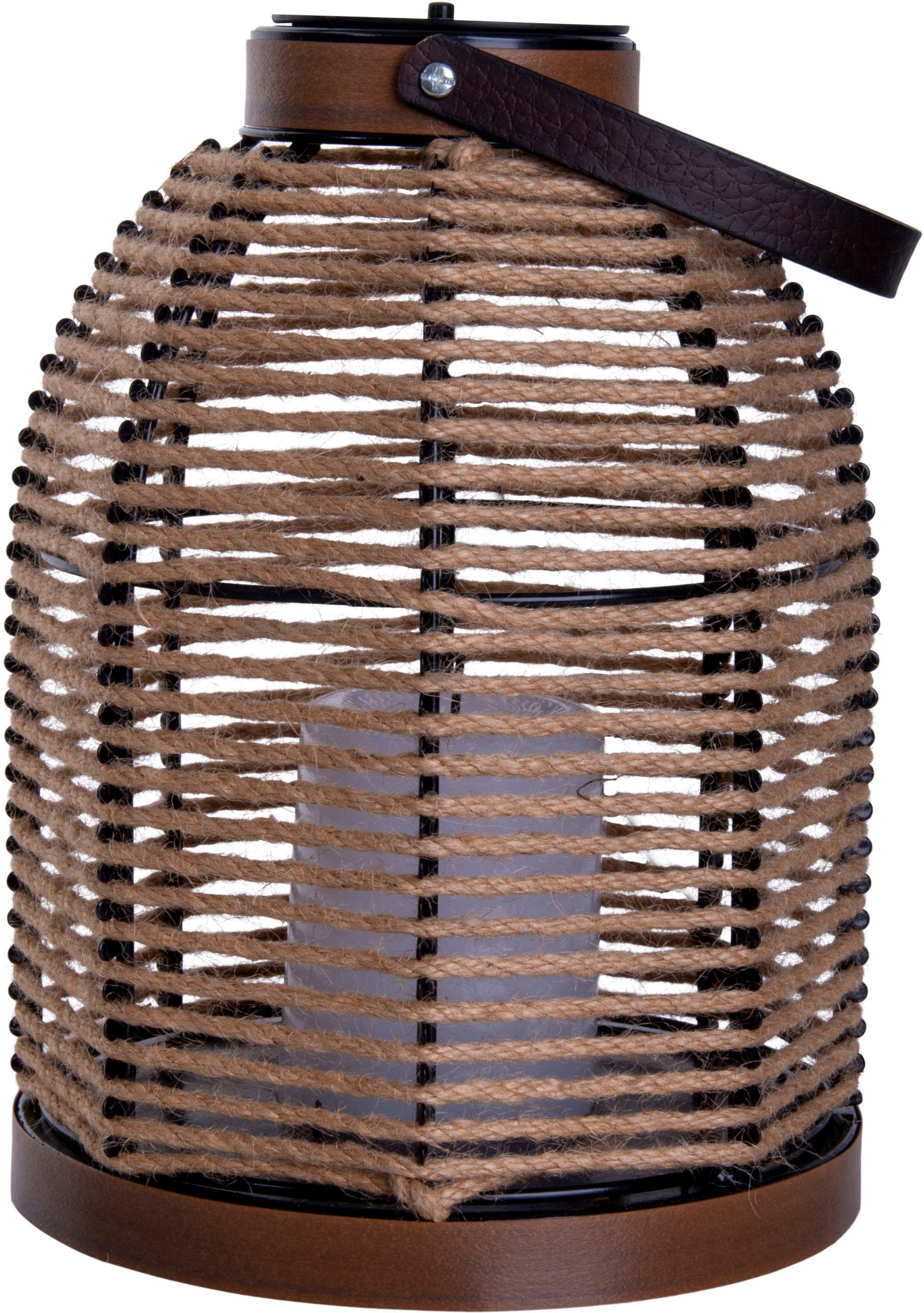 näve Ledsolarlamp Korbinian Snoerbekleding, handgreep, niet verlichte decoratieve kaars, h: 29 cm (1 stuk)