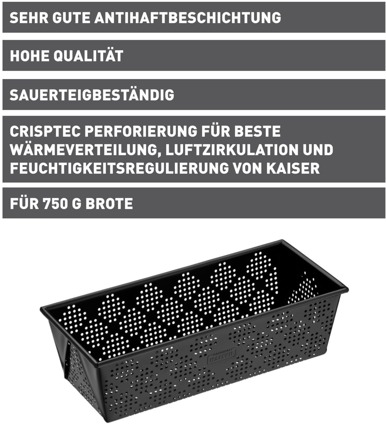 Kaiser Backformen Broodbakvorm Inspiration geperforeerd, antiaanbaklaag, zuurdesem bestendig