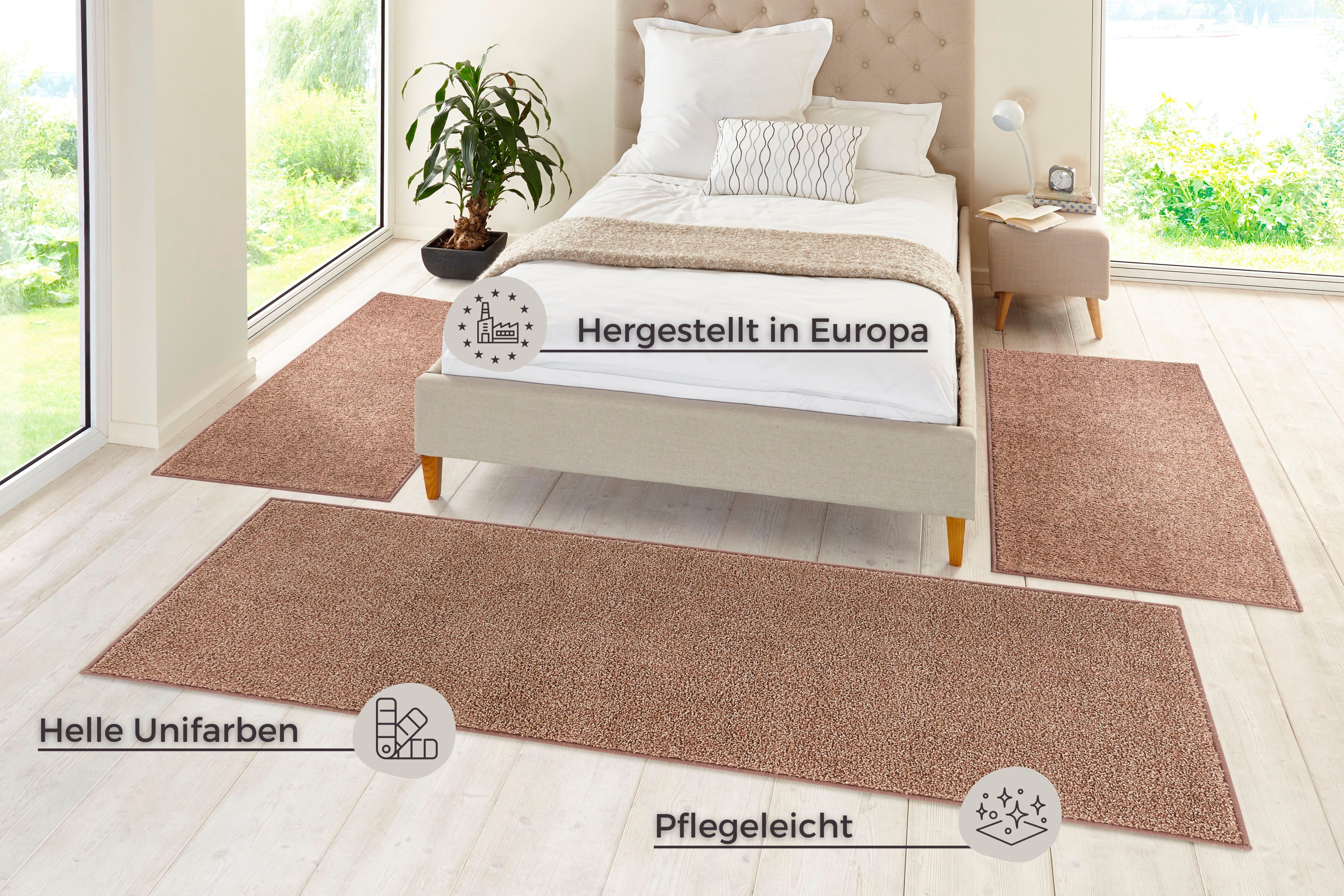 HANSE Home Set slaapkamerkleedjes Pure 100 Korte pool, unikleur, vloerkleed, bedloper, slaapkamerkleed, loper