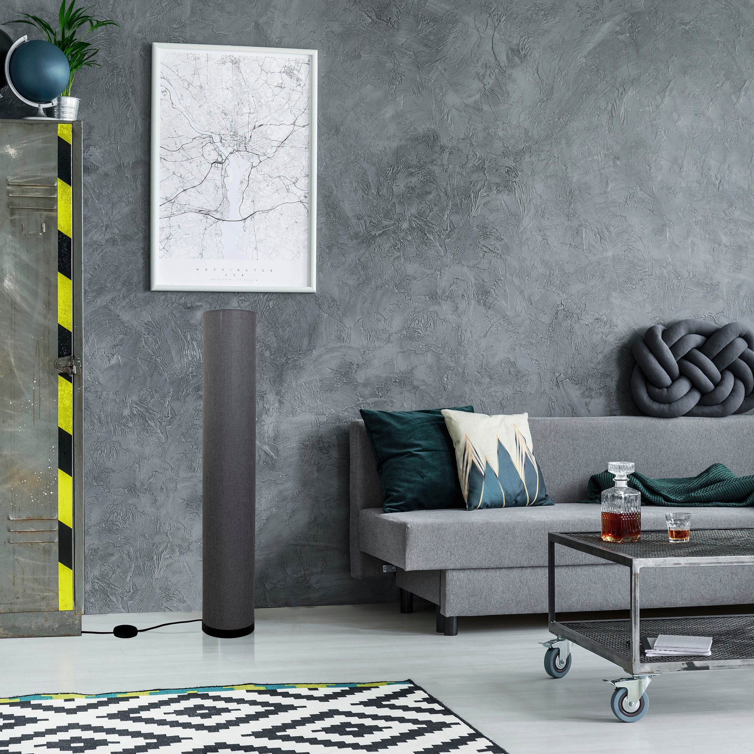 näve Staande lamp BEATE Metaal/textiel, excl. 3x E27 max. 40W, hoogte: 110 cm, kleur: grijs (1 stuk)