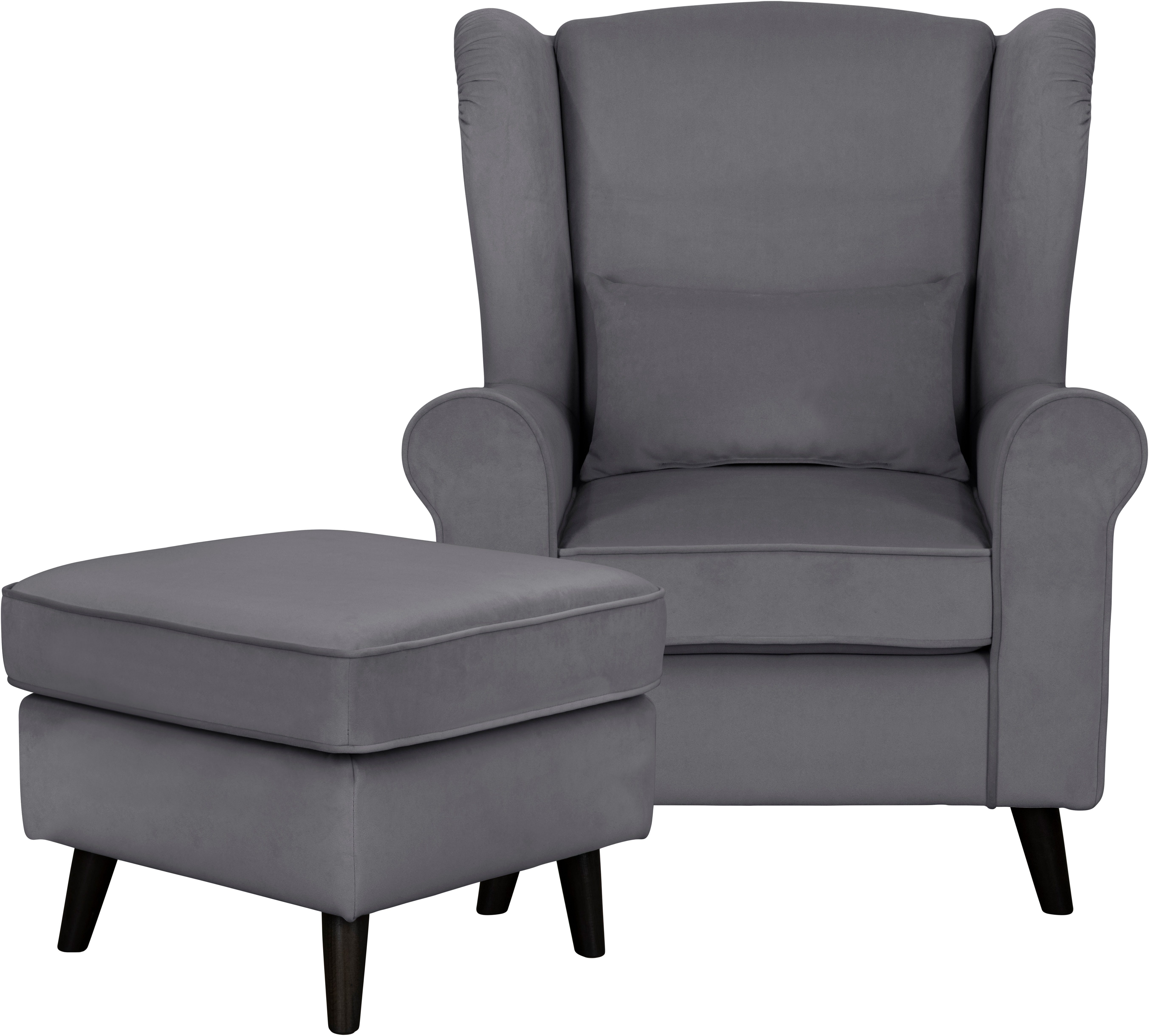 Home affaire Fauteuil Ohrensessel CHISTELLE, optioneel met poef met golfondersteuning, afmetingen: b/d/h: 81/87/99 cm