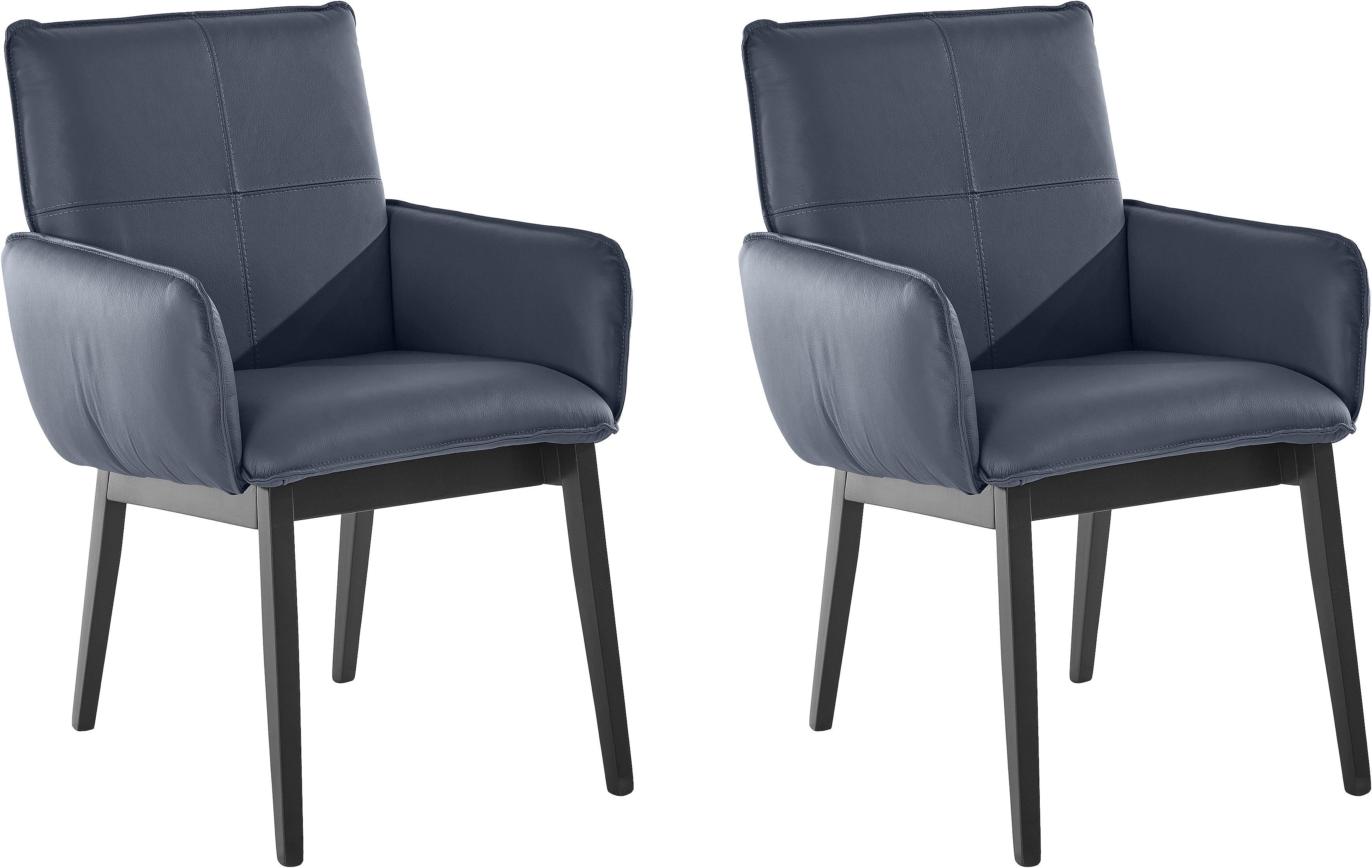 Home affaire Stoel met armleuningen Model 6 Bekleding van microvezel of leer, frame is beuken in zwart gelakt (2 stuks)
