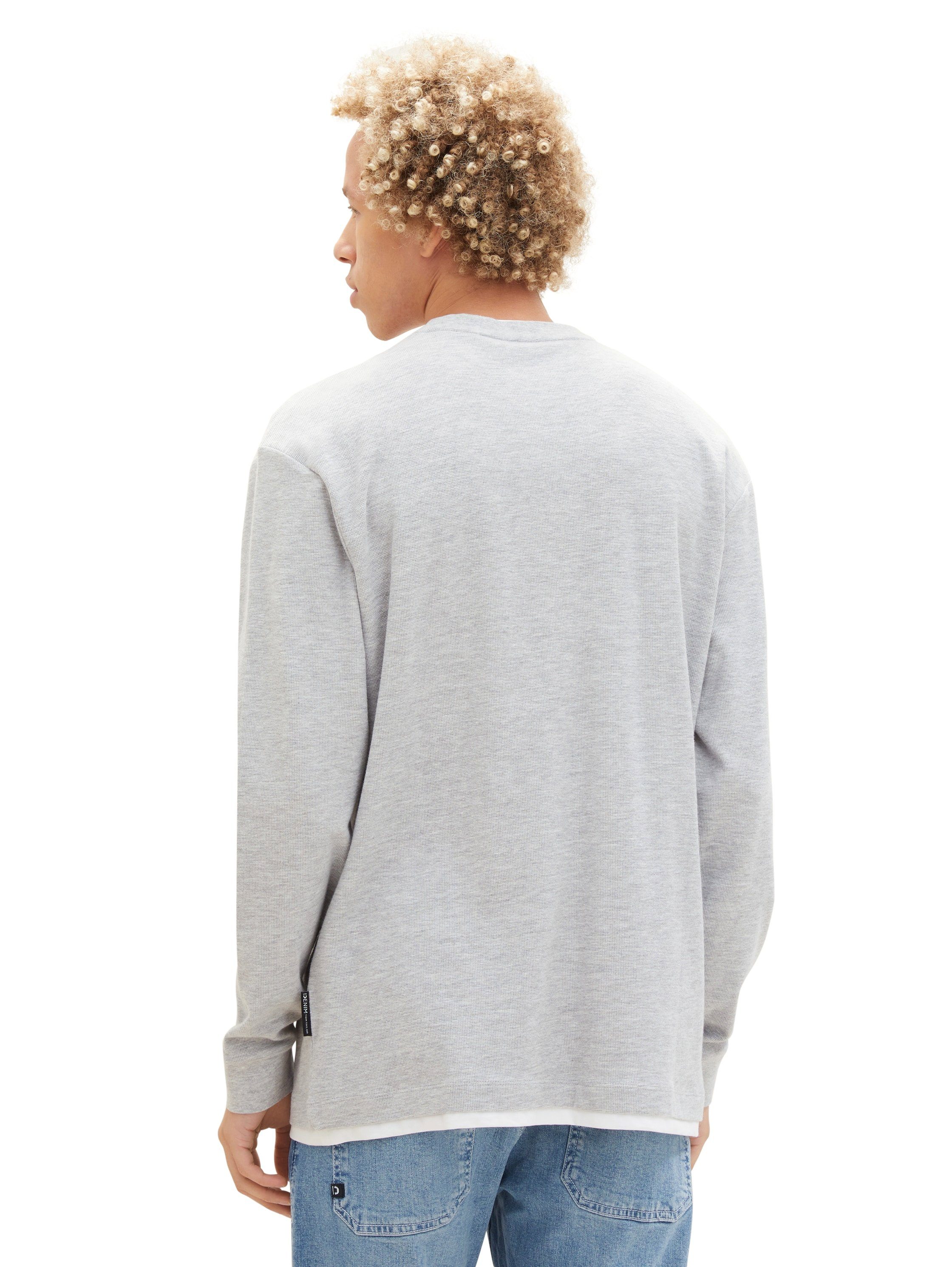 Tom Tailor Denim 2-in-1-shirt met lange mouwen gemeleerd, met ronde hals