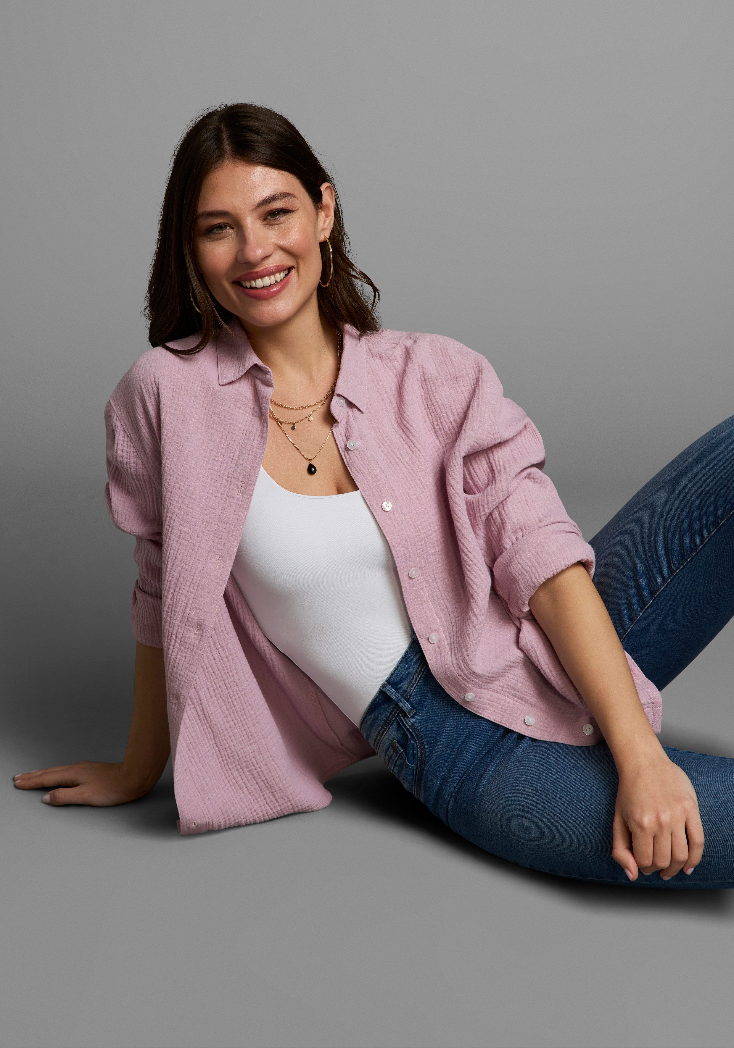 Laura Scott Lange blouse in musselin-kwaliteit