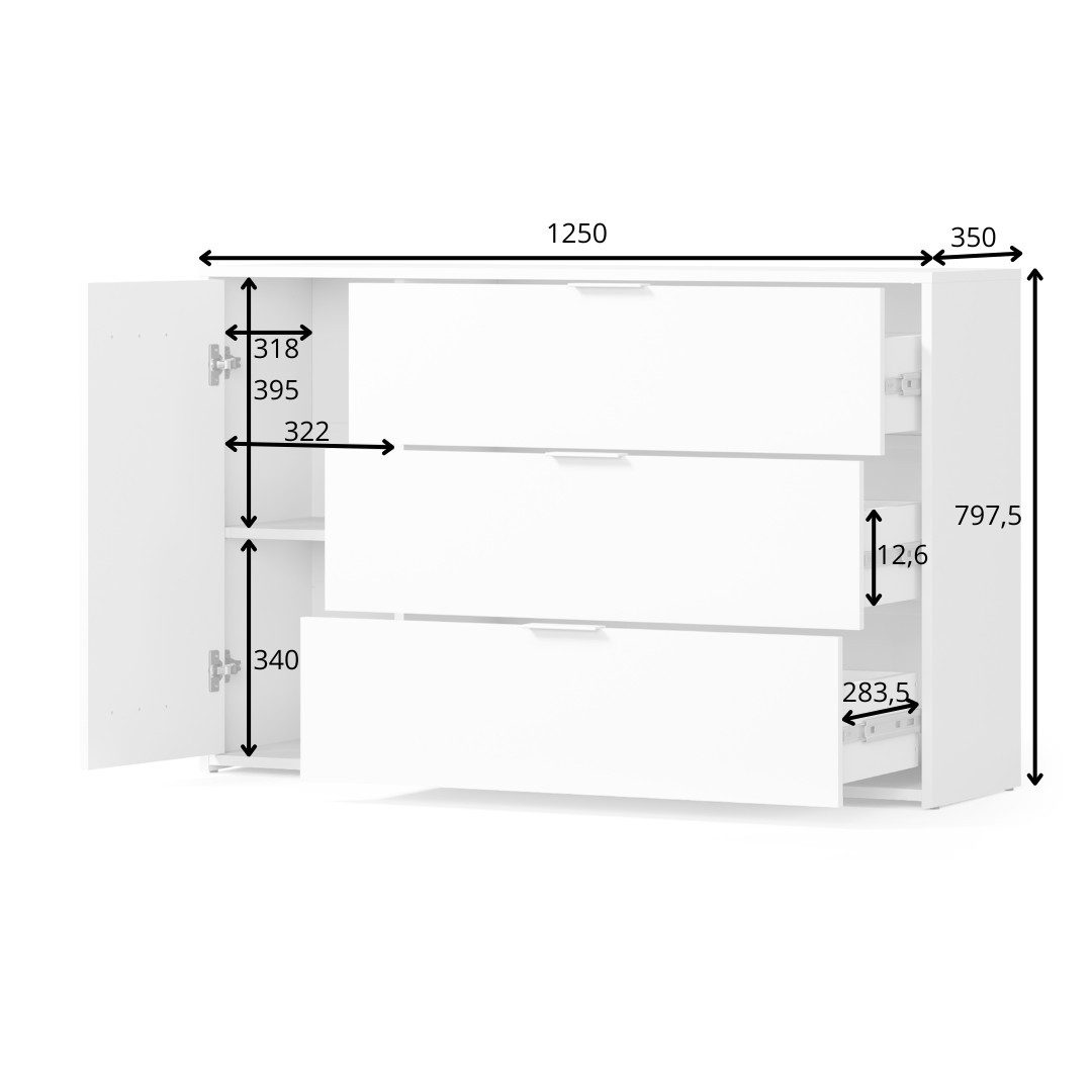 INOSIGN Kast Commode Calera met draaideur, 3 lades en MDF-lamellen