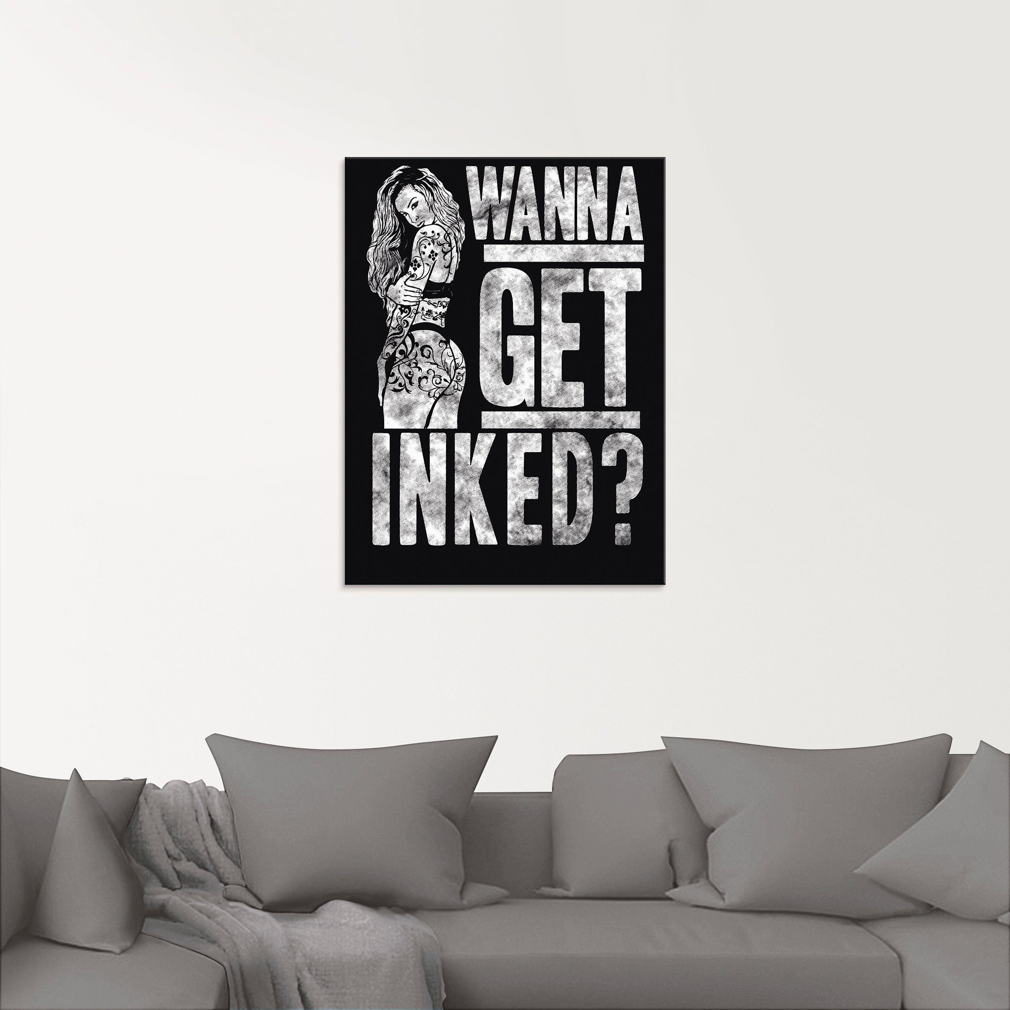 Artland Print op glas Tattoo vrouw in verschillende maten