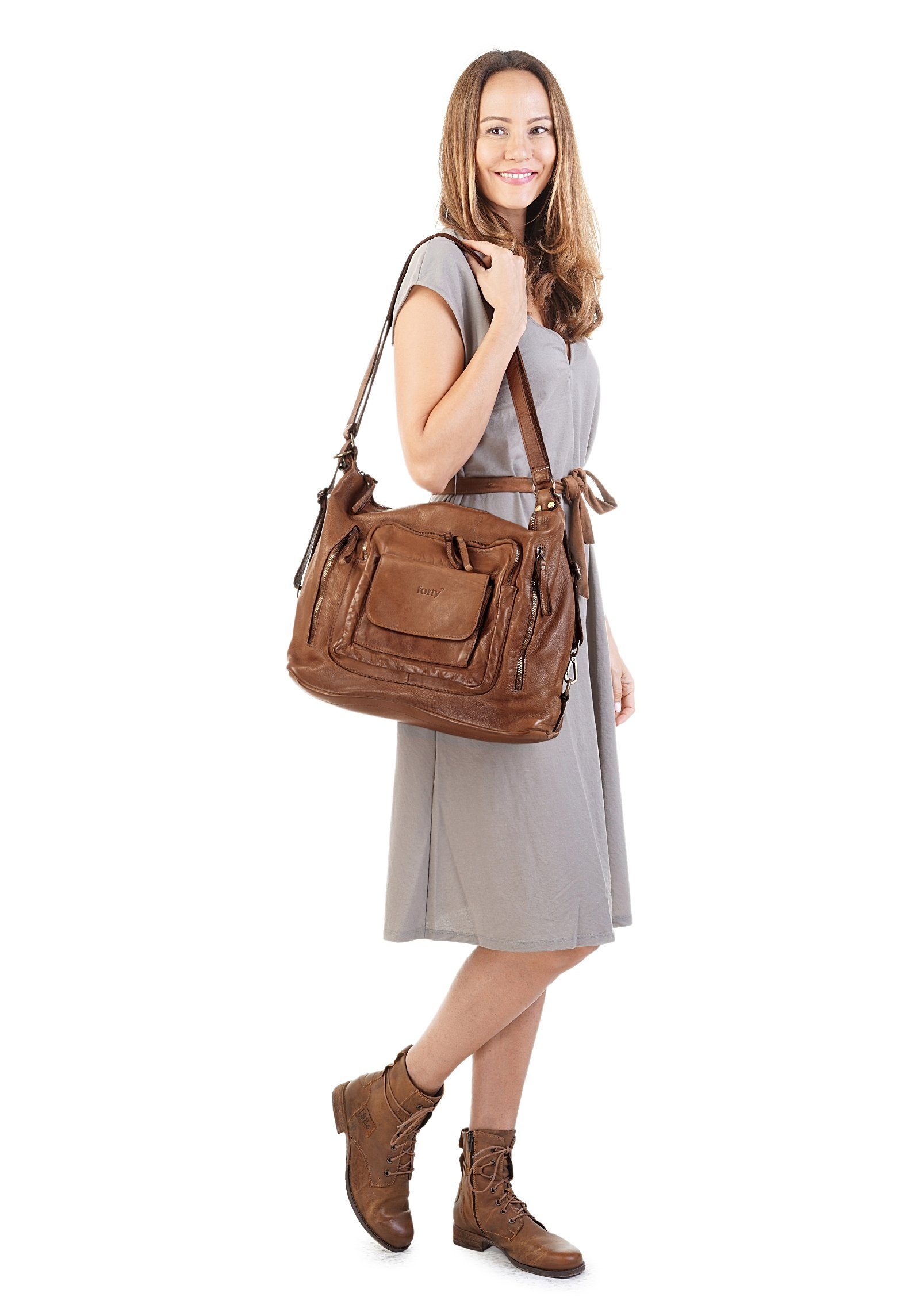 Forty Degrees Rugzak echt leer, made in italy