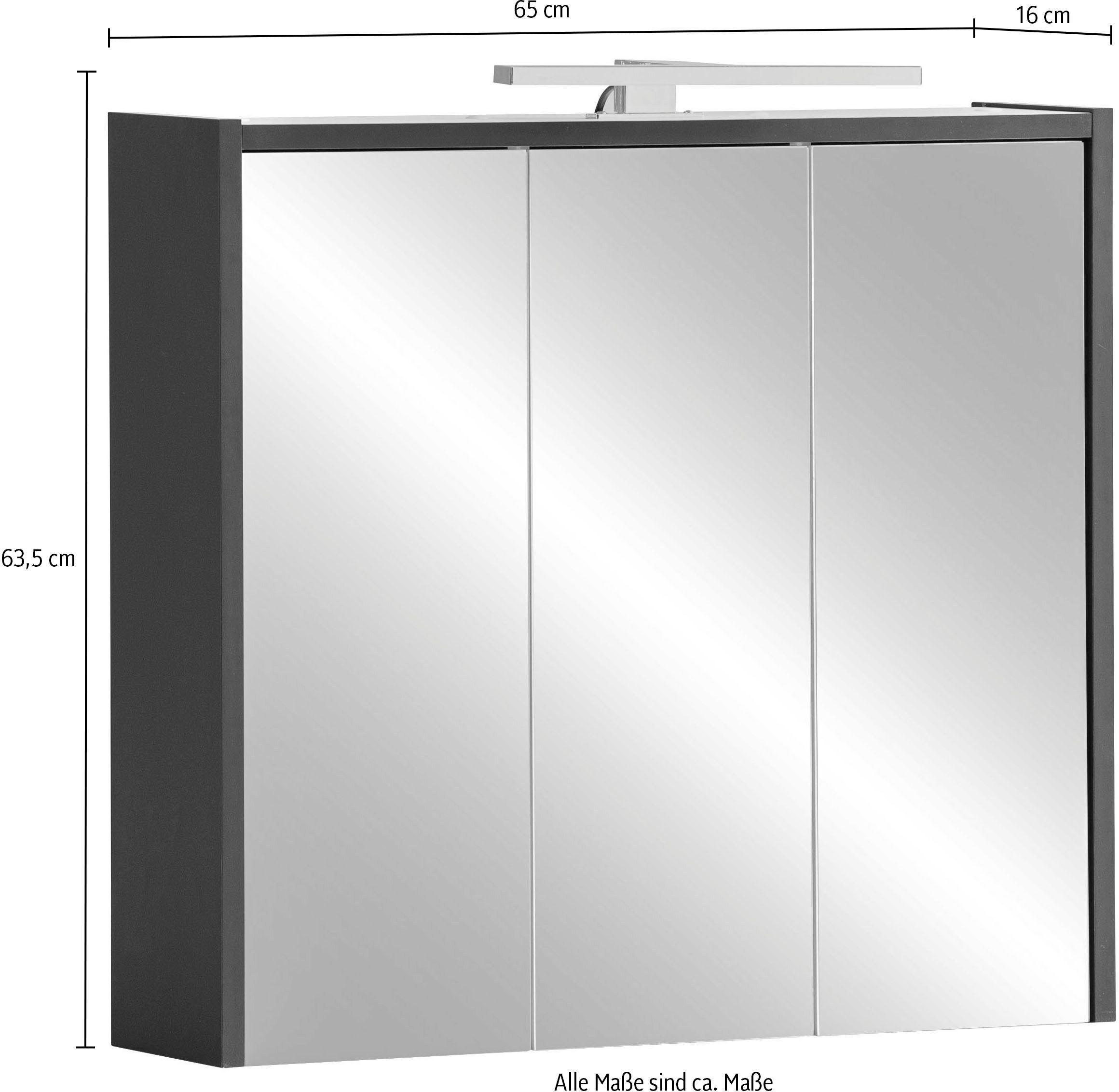 Schildmeyer Spiegelkast Lovis, breedte 65 cm Met LED-lamp en schakel-/stopcontact eenheid