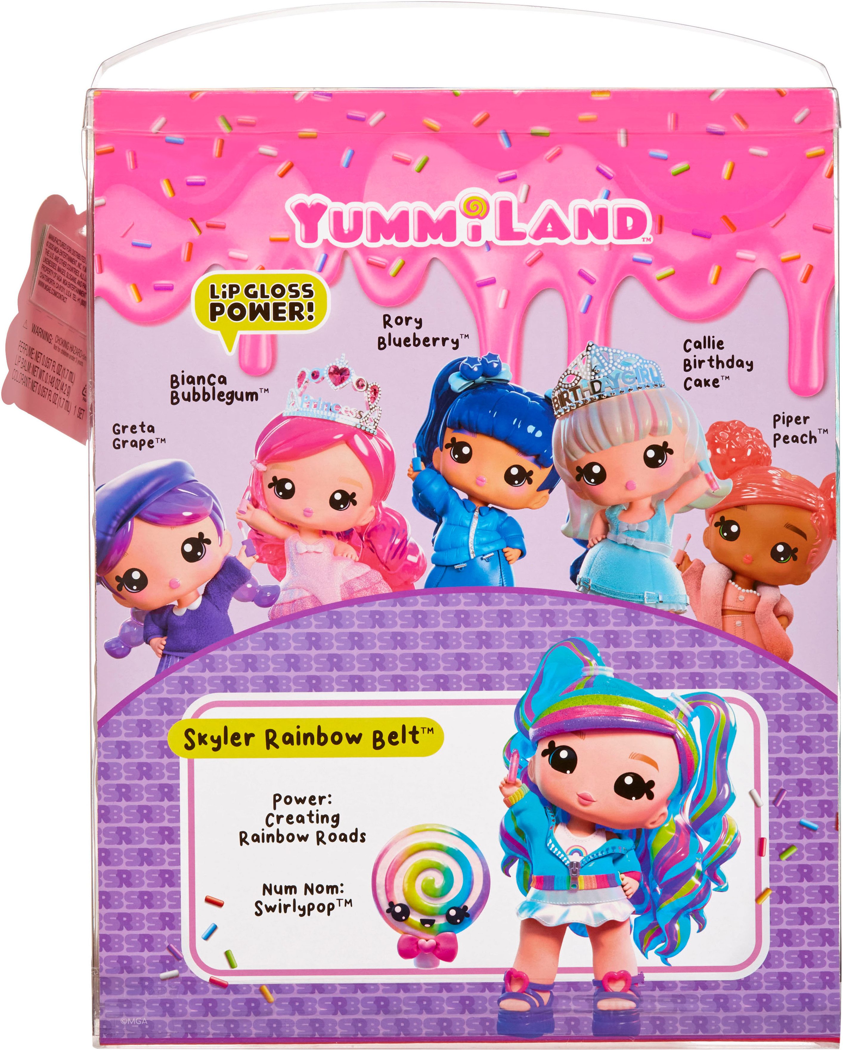 Aankleedpop Yummiland Large Doll + Lip Gloss Pet- Rainbow (Skyler Rainbow Belt)
