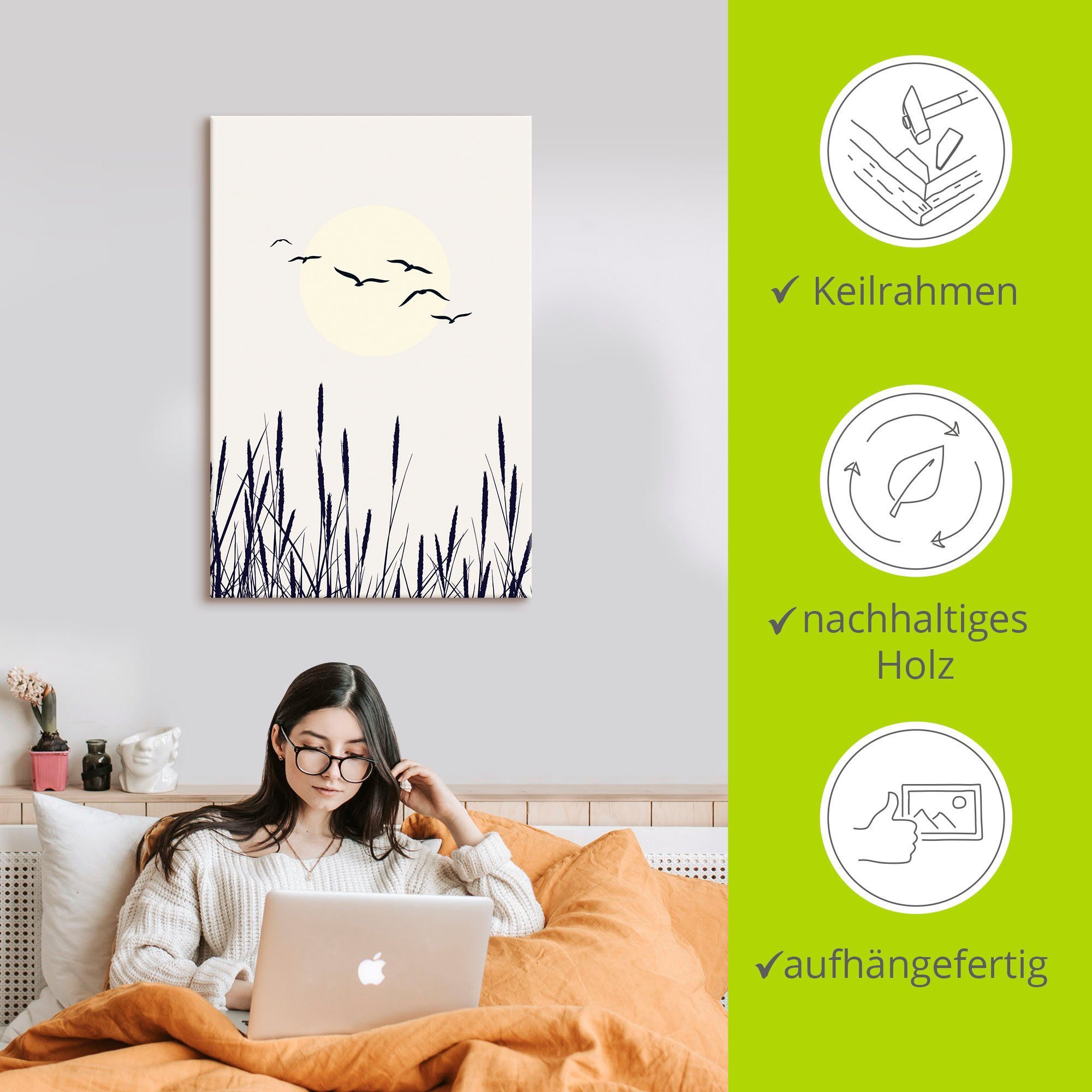 Artland Artprint Schaduw van de zon als artprint van aluminium, artprint op linnen, muursticker of poster in verschillende maten
