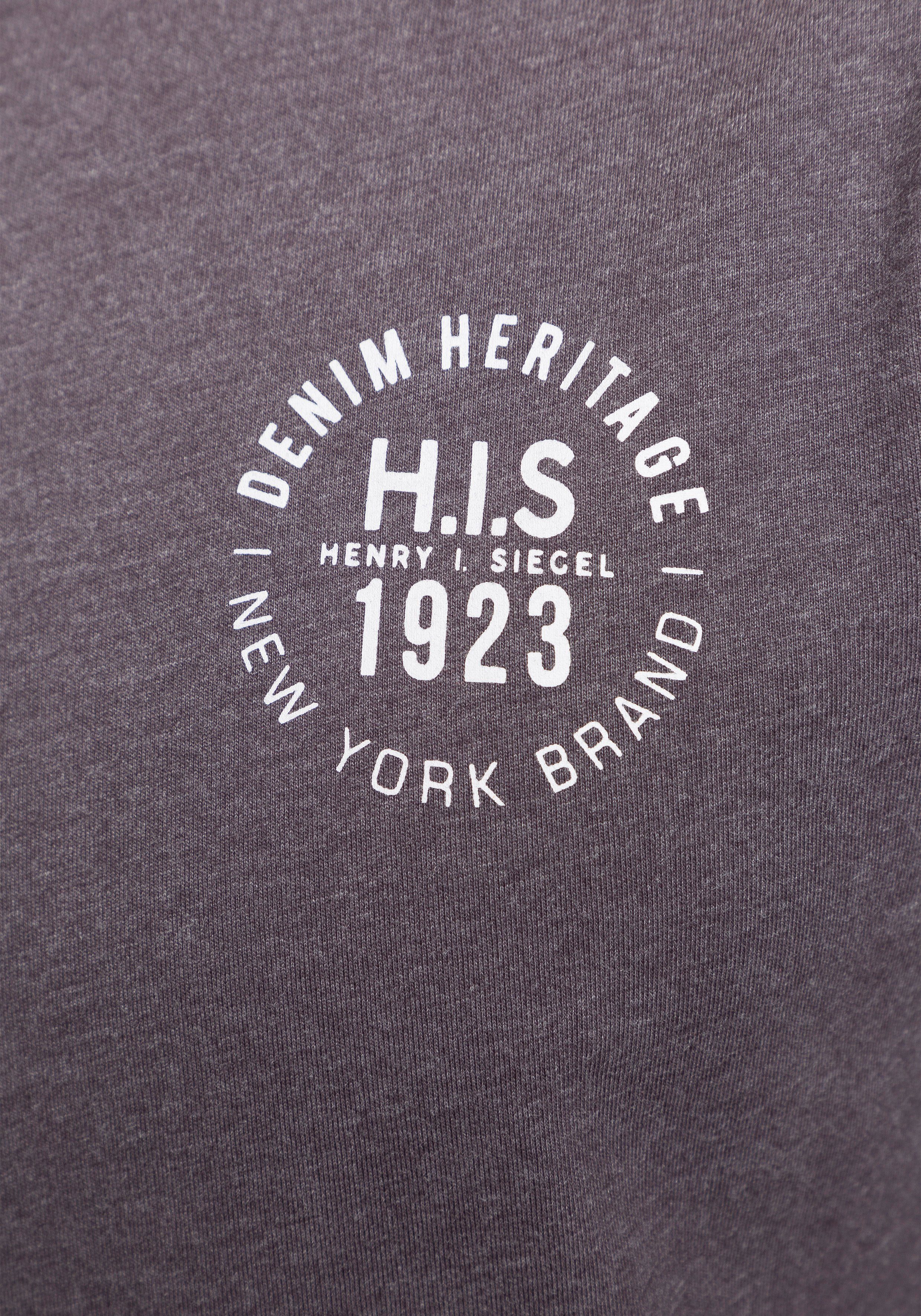 H.I.S Shirt met lange mouwen Lange mouwen, bedrukt, ronde hals, van 100% katoen (2-delig, Set van 2)