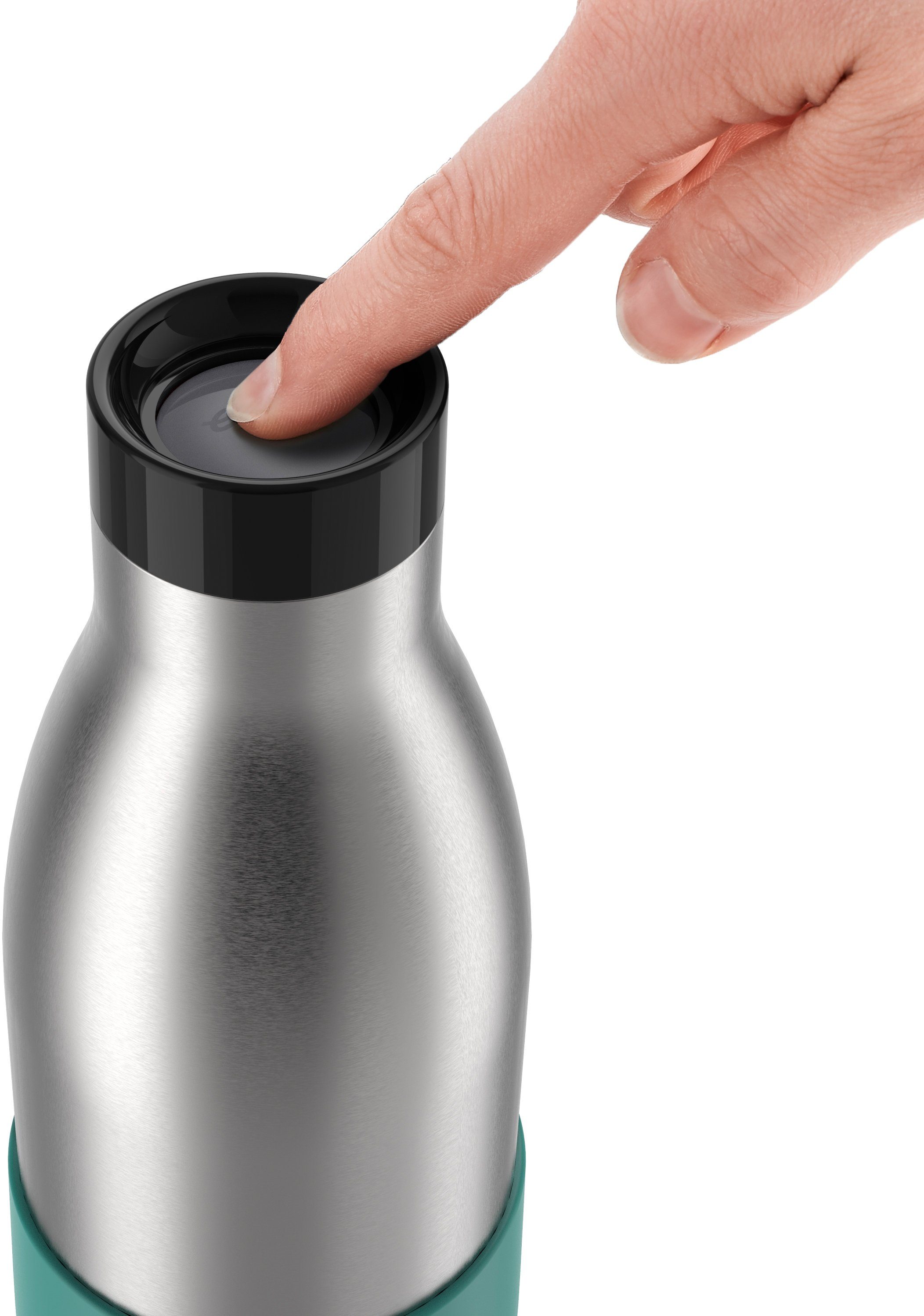 Emsa Drinkfles Bludrop Sleeve Roestvrij staal/siliconen, quick-press, 12u warm/24u koel (1-delig)