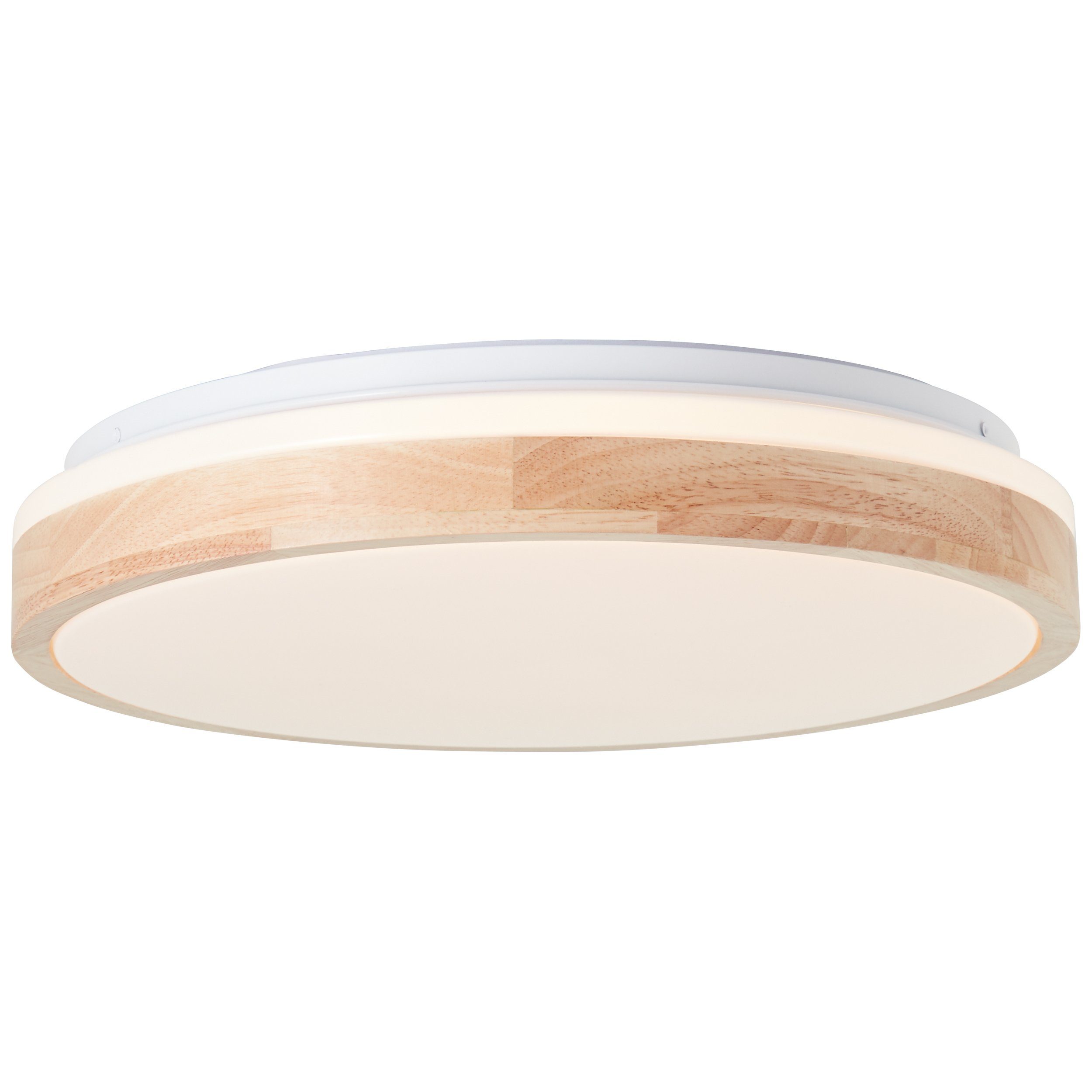Brilliant Leuchten Led-plafondlamp Brodsky 2500 lm, ø 39 cm, metaal/hout, licht hout/wit
