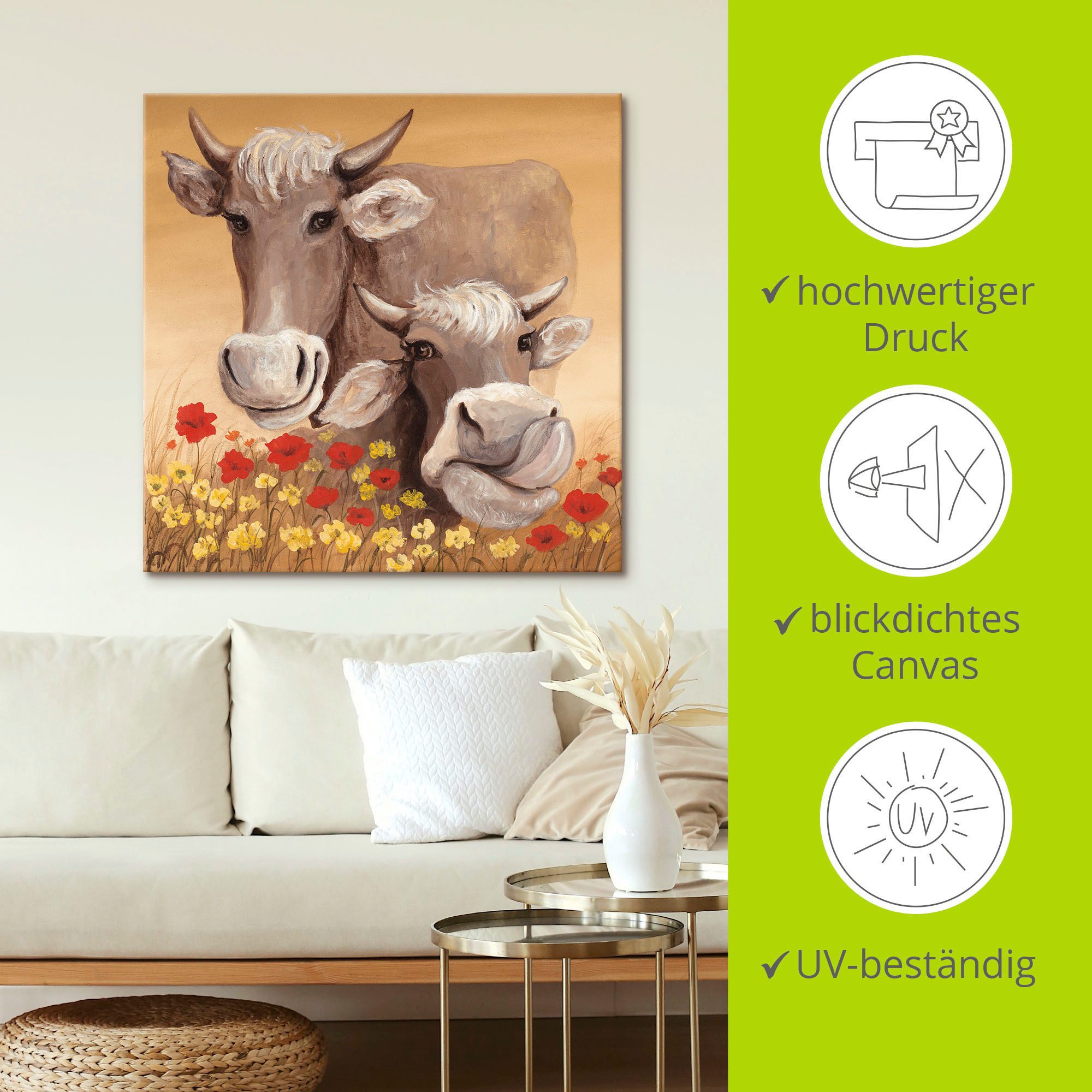 Artland Artprint op linnen Koeien gespannen op een spieraam