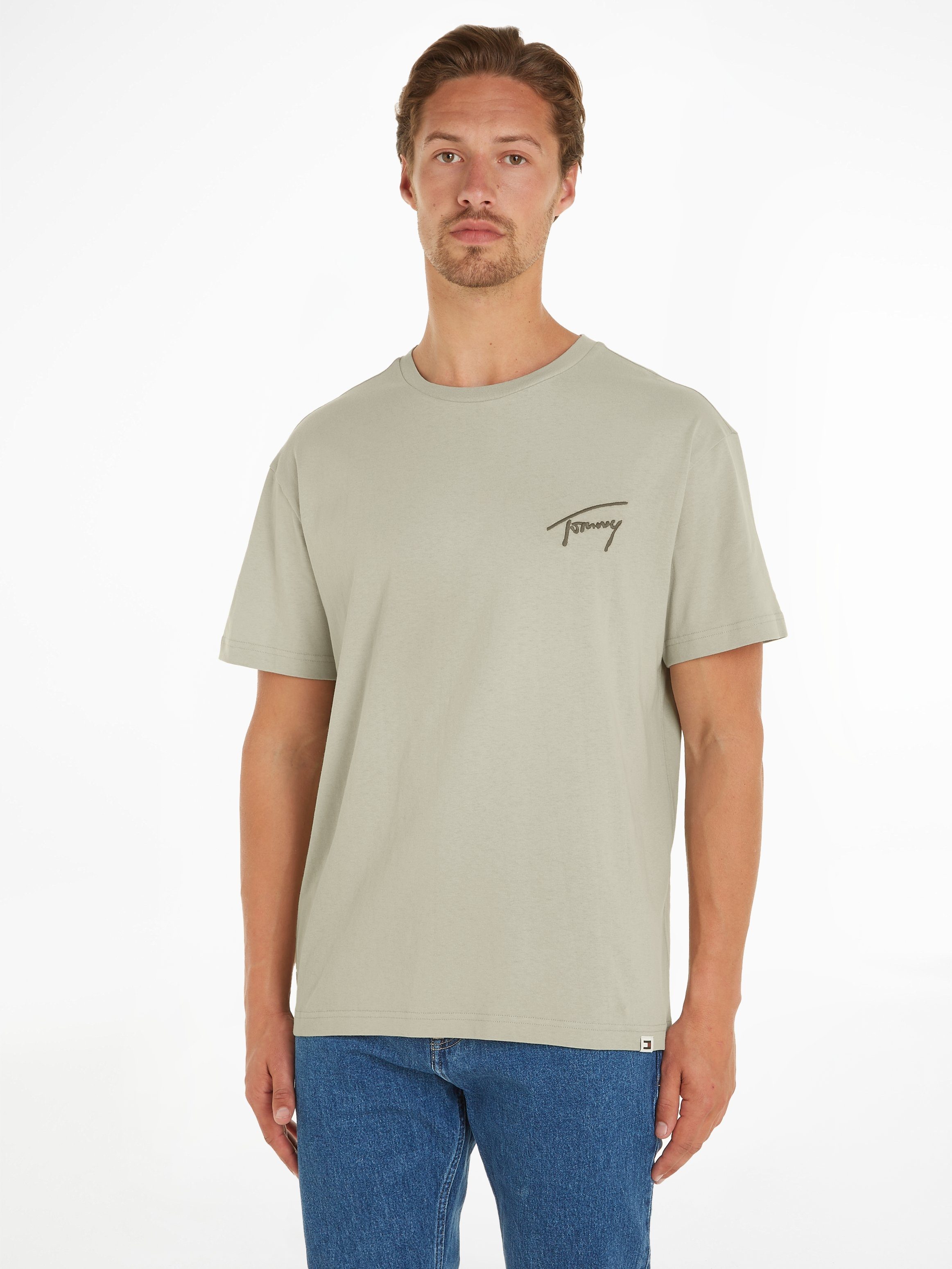 Tommy Jeans T-shirt Reg met printopdruk en borduursels faded willow