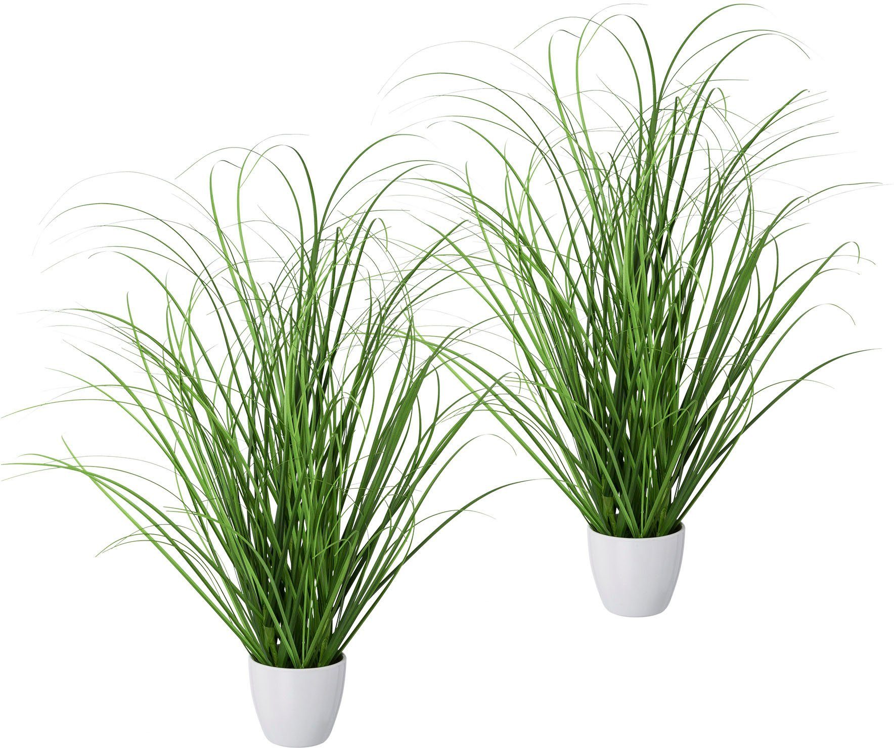 Creativ green Kunstgras Grasmix set van 2, in een decoratieve plastic pot (2 stuks)