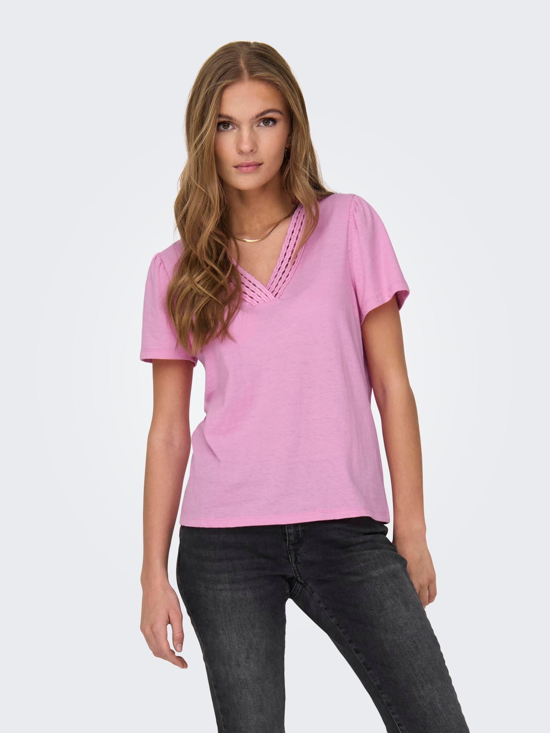 Only Shirt met V-hals ONLBENITA S S V-NECK TOP JRS