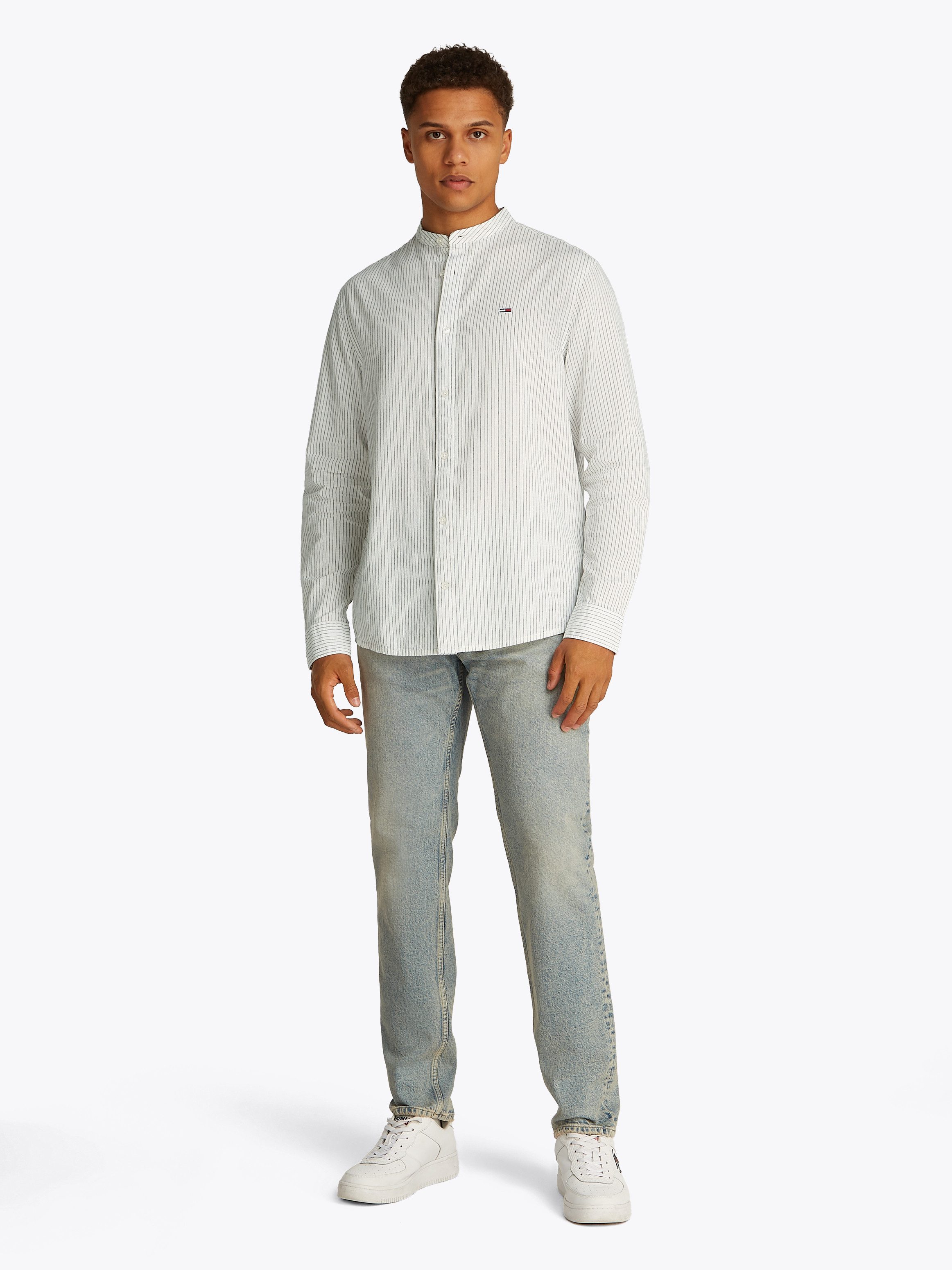 TOMMY JEANS Overhemd met lange mouwen TJM LINEN MIX BND STP SHRT EXT