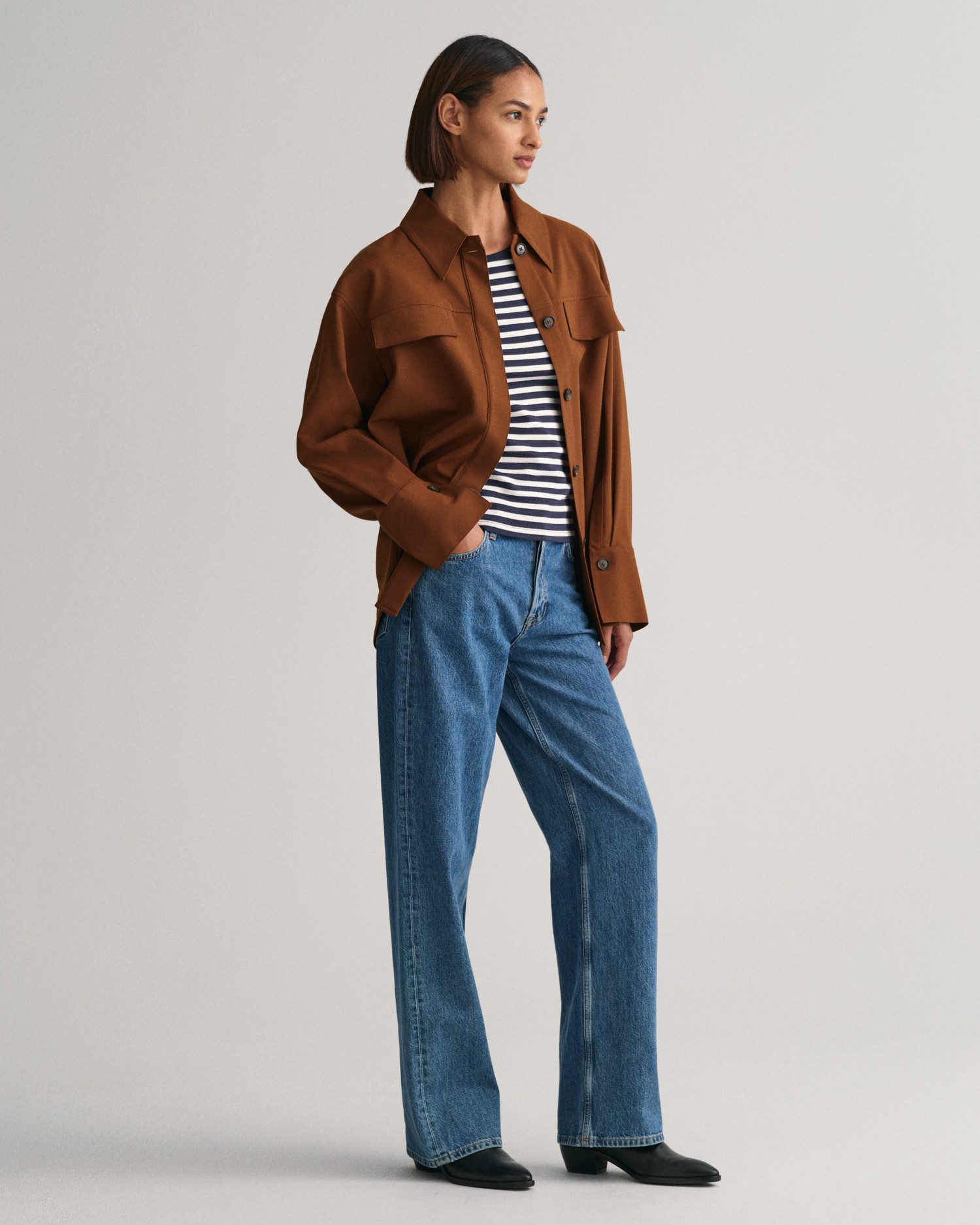 Gant Shirt met lange mouwen SLIM STRIPED 1X1 RIBBED LS T-SHIRT