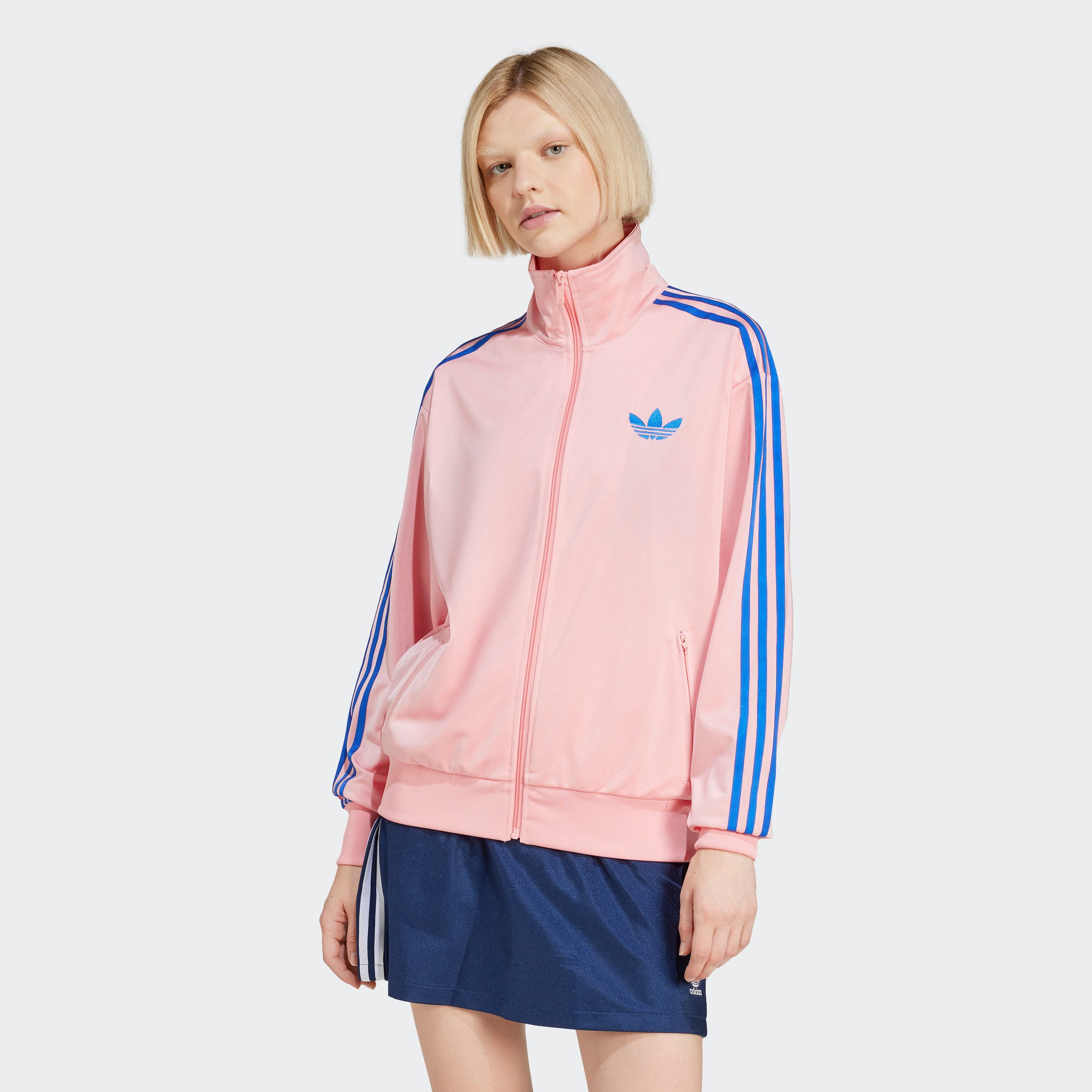 Adidas Originals Oversized Firebird Track Top Semi Pink Spark Blue- Dames Semi Pink Spark Blue