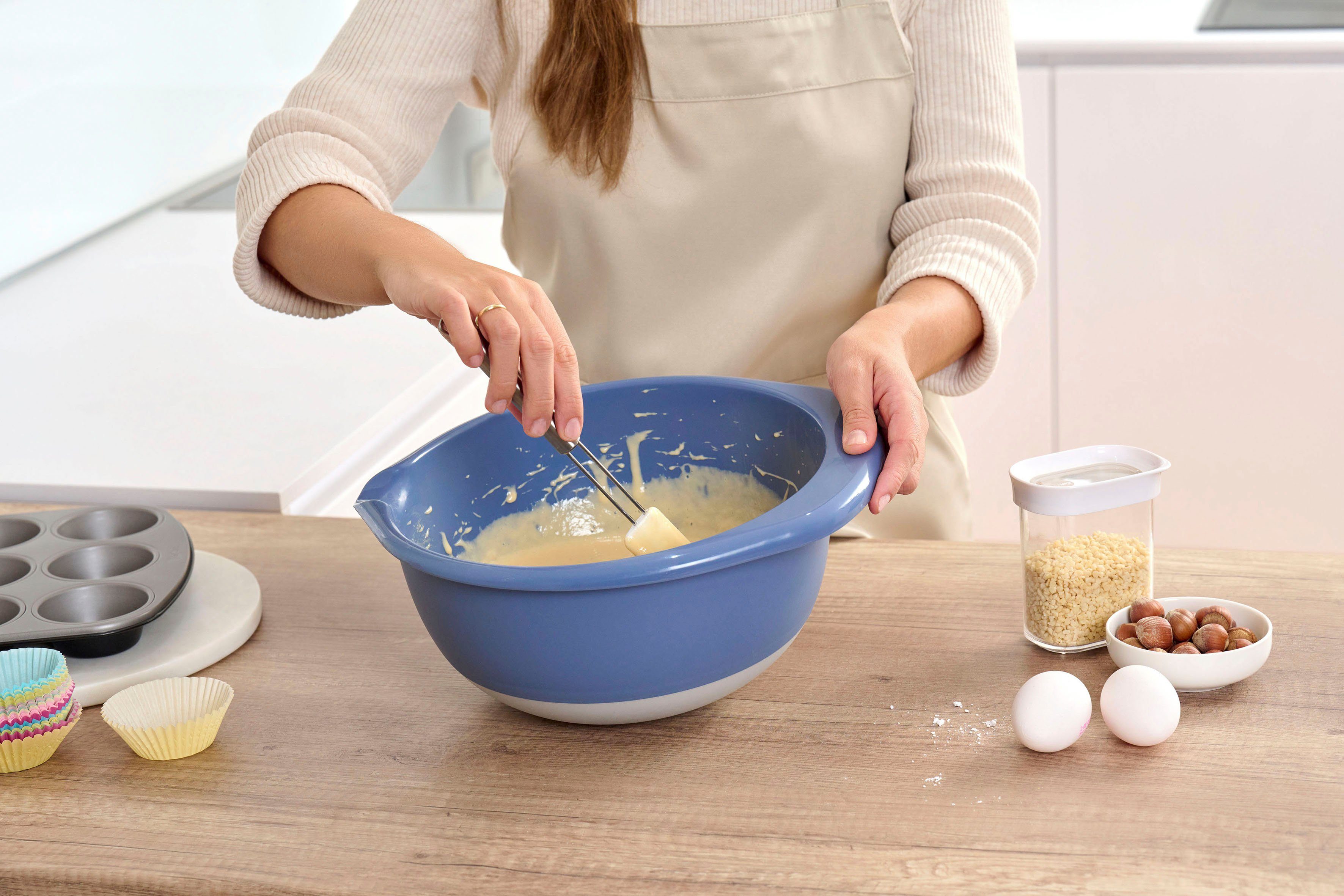 Emsa Mengkom K324S3 Prep&Bake antislip bodem, gietlip voor nauwkeurig gieten, 1,4/2,8/4,7 l (set, 3-delig)