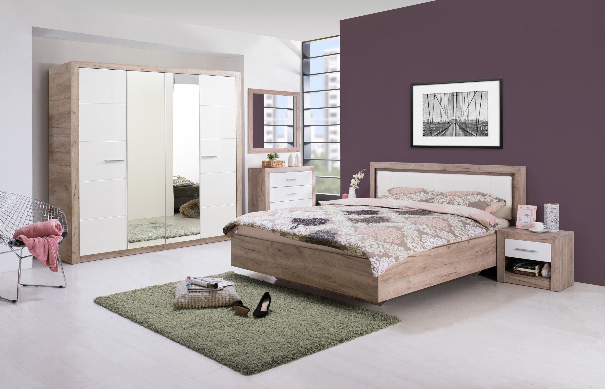 INOSIGN Kledingkast Astor, FSC® gecertificeerd houtmateriaal, Made in Europe Kast met spiegel en complete binneninrichting, 223,5x204x55 cm
