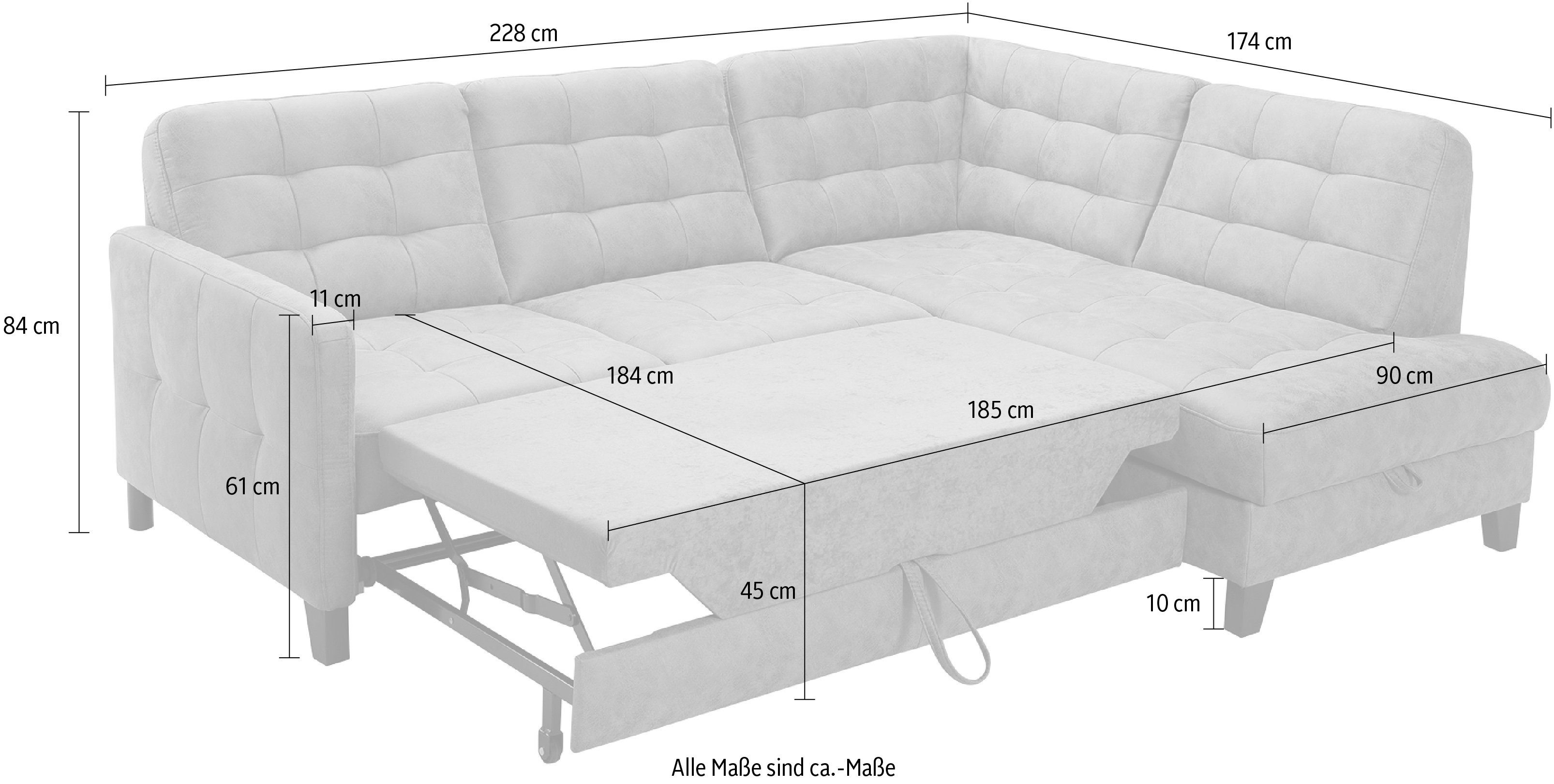 exxpo - sofa fashion Hoekbank Elio, compact en comfortabel, handig, tijdloos design, L-vorm