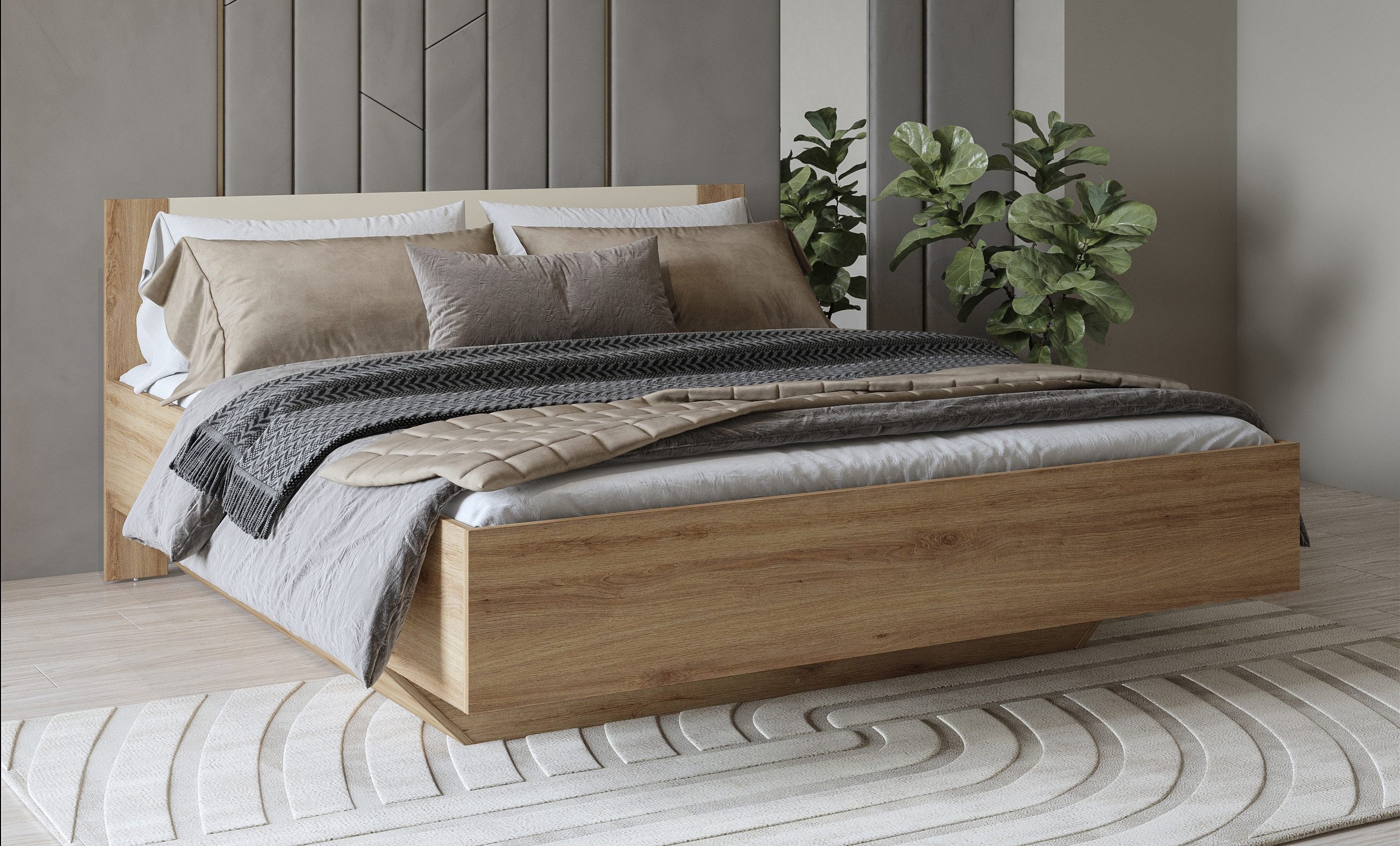 Home affaire Bedframe Bitry, breedte 160 of 180 cm, moderne bedomranding
