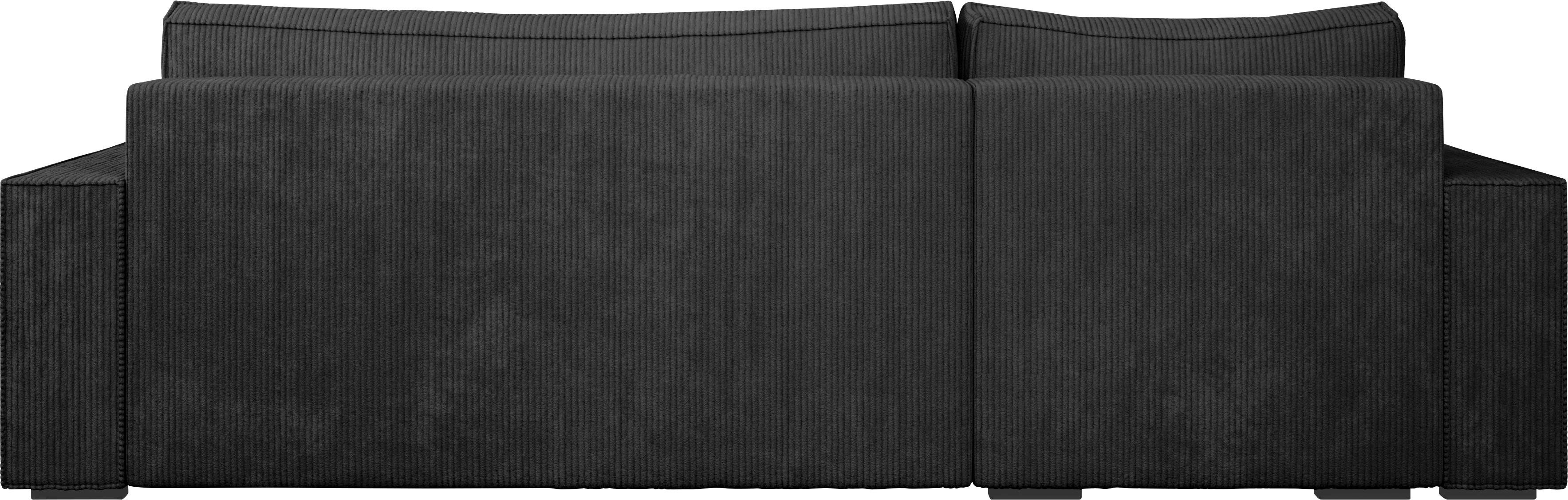INOSIGN Hoekbank Winton ribfluwelen bank/slaapbank 253 cm Ribfluweel, omkeerbare recamiere, slaapfunctie (130/208 cm), bedbox